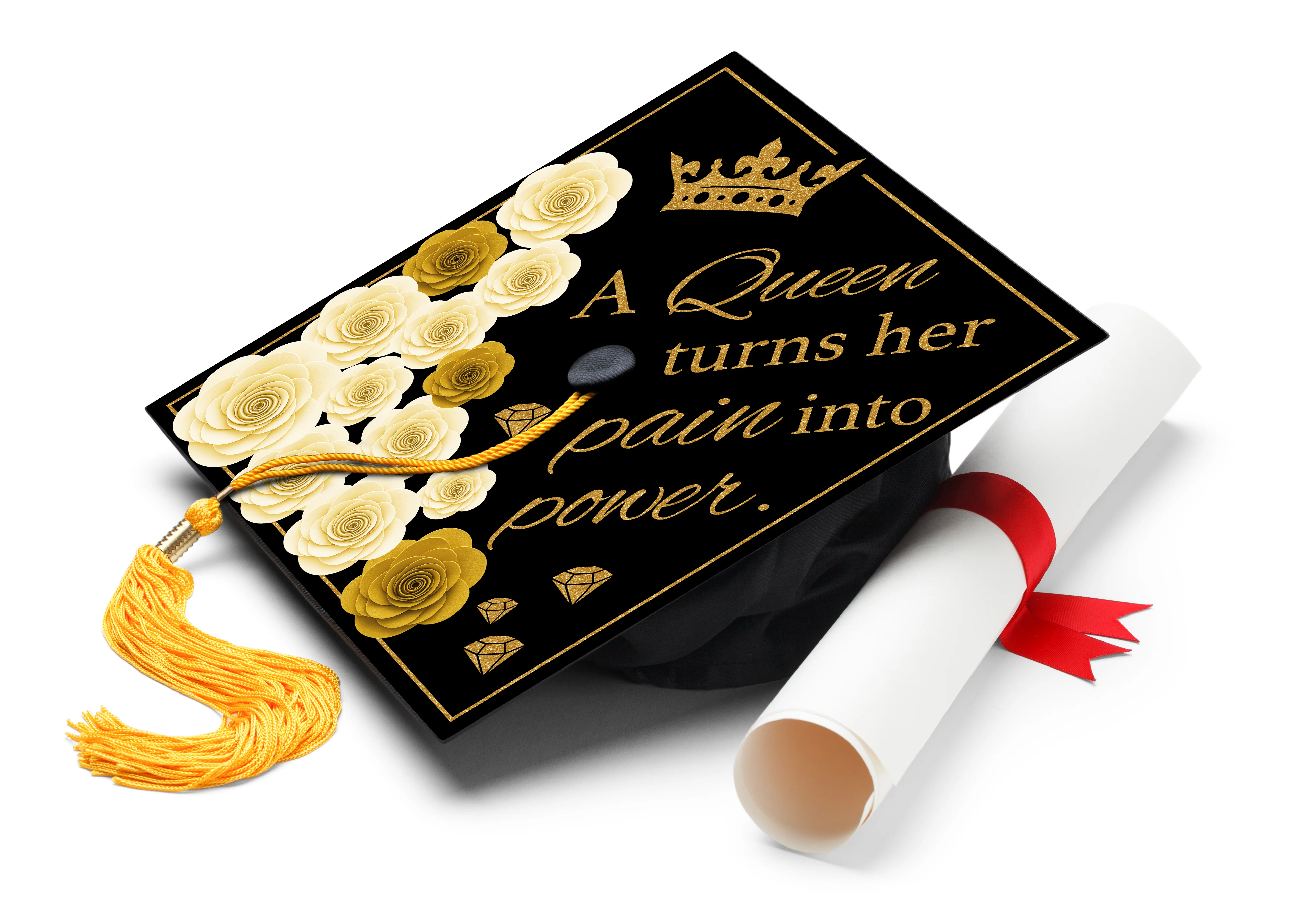 A Queen Turns Her Pain Graduation Cap Topper - Image 3