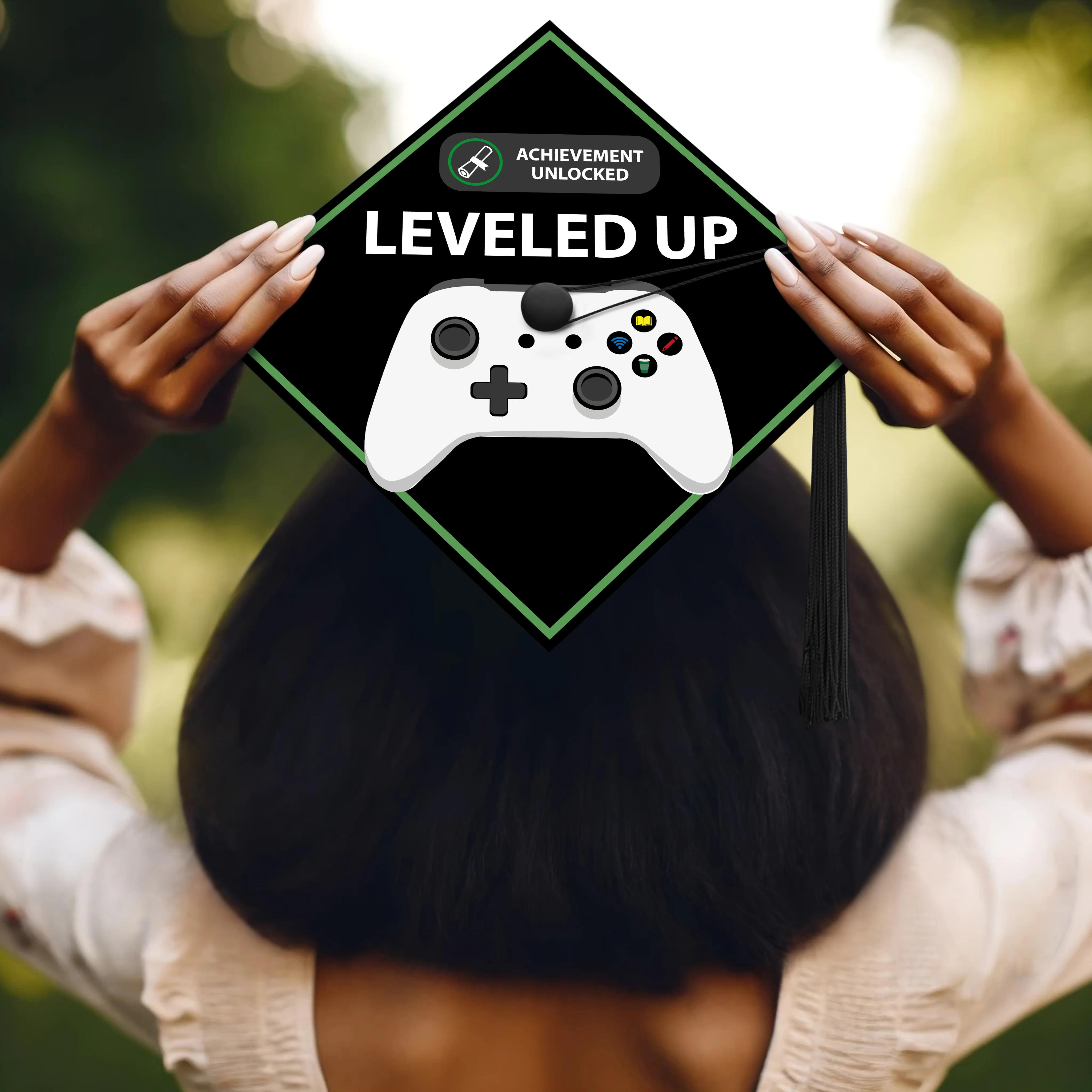 Achievement Unlocked Leveled Up Graduation Cap Topper - Image 5