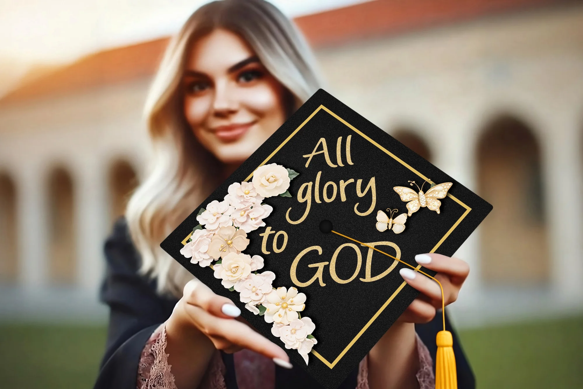 All Glory to God Graduation Cap Topper - Image 3