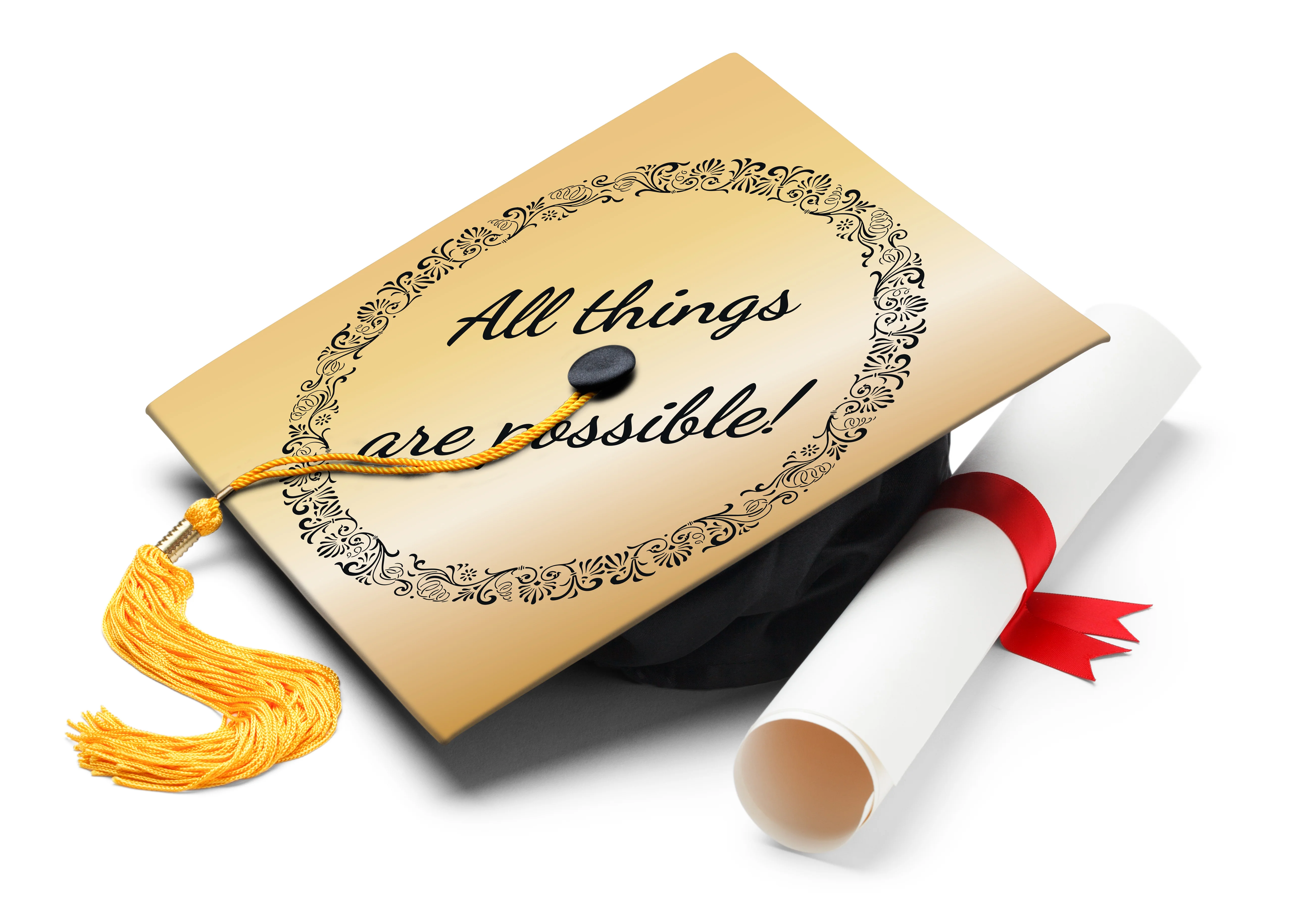 All Things Are Possible Gold Graduation Cap Topper - Image 4