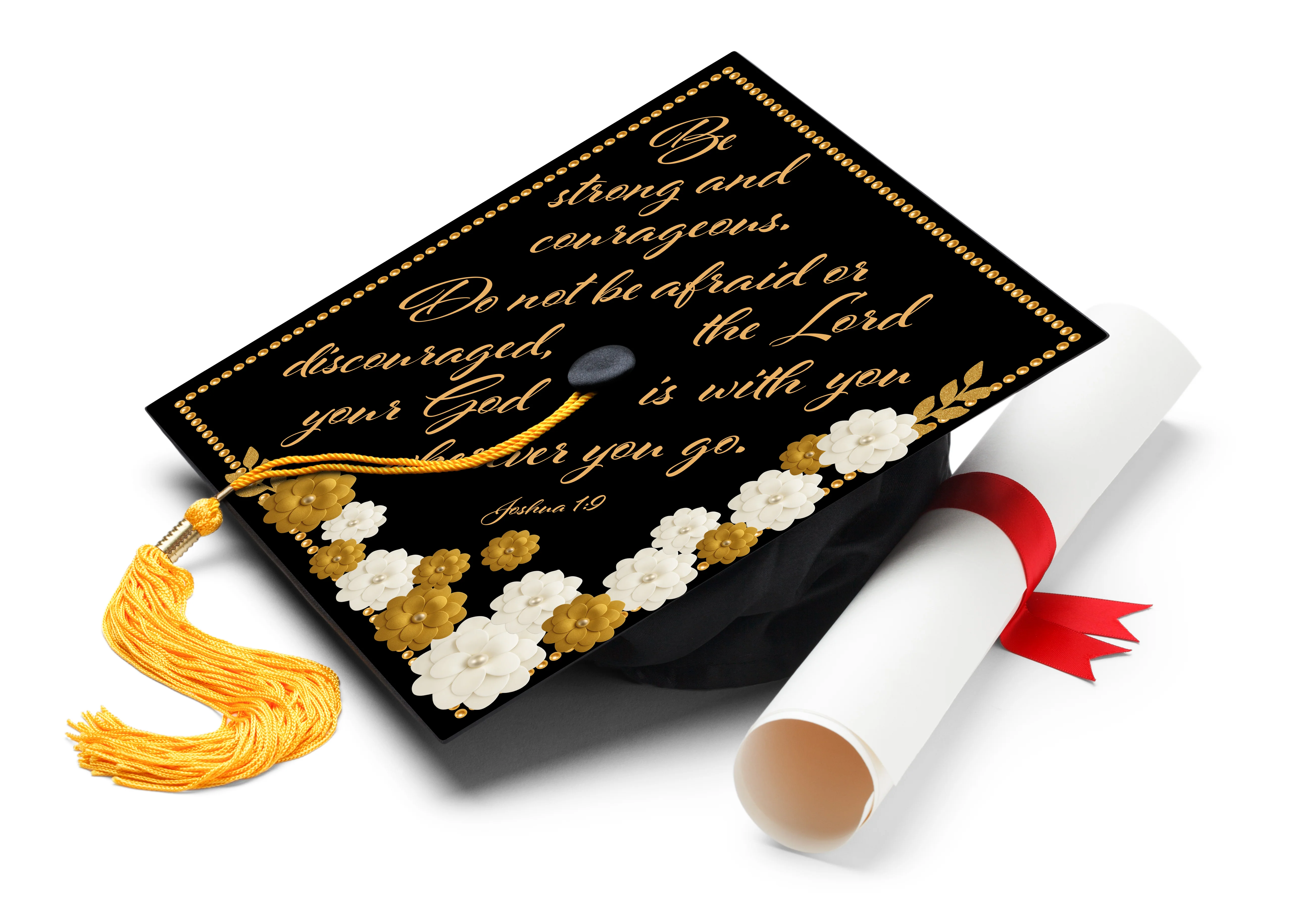 Be Strong and Courageous Graduation Cap Topper