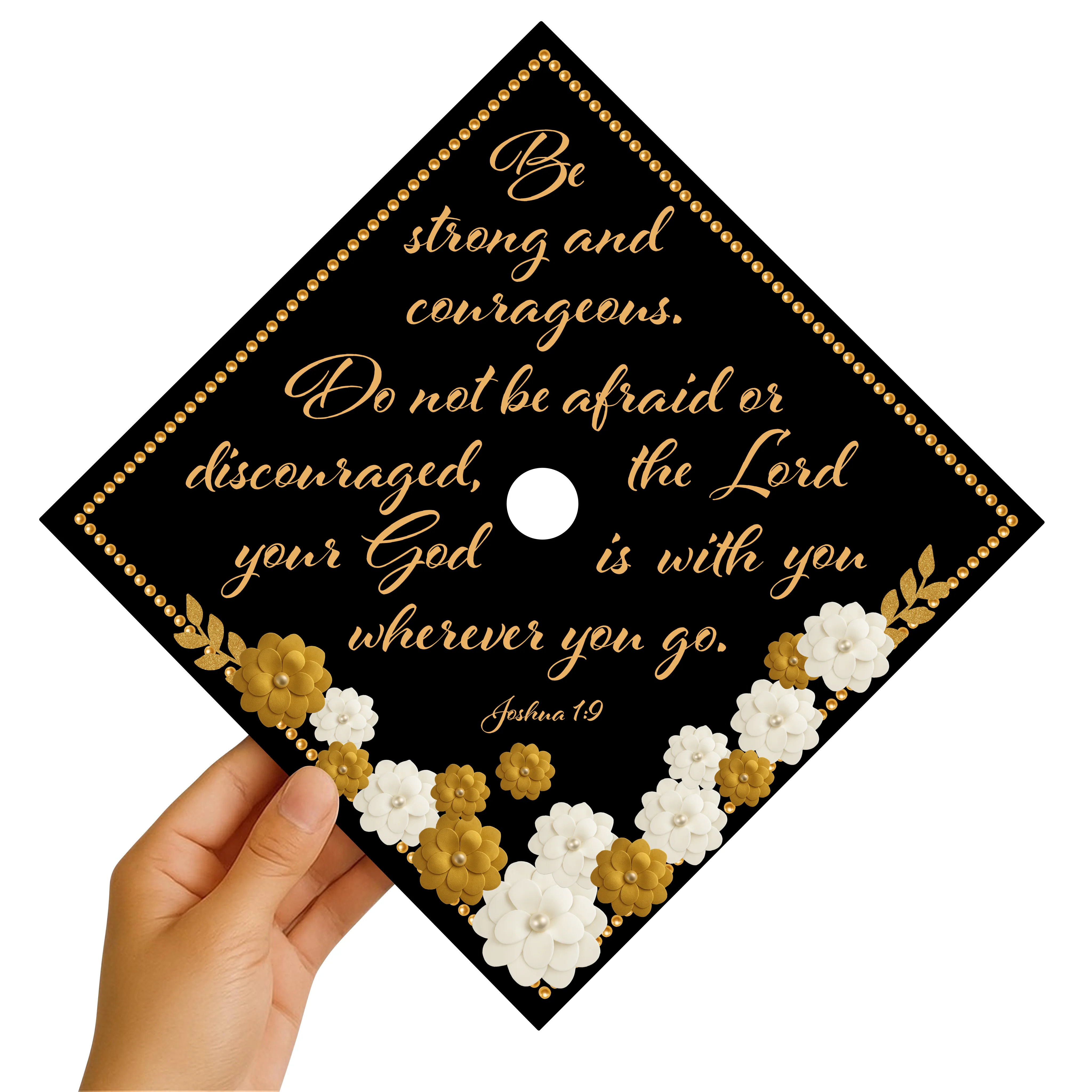 Be Strong and Courageous Graduation Cap Topper - Image 2