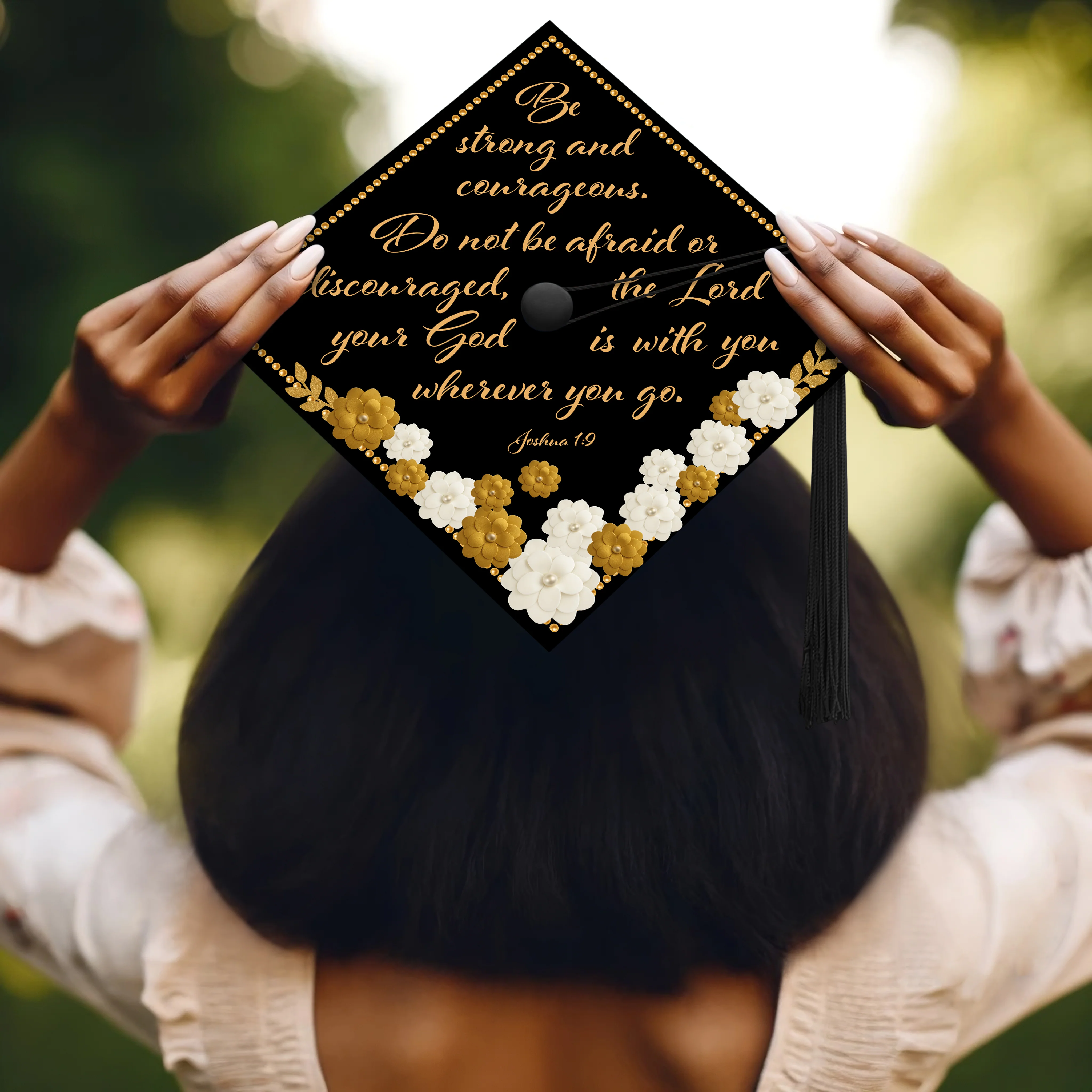 Be Strong and Courageous Graduation Cap Topper - Image 5