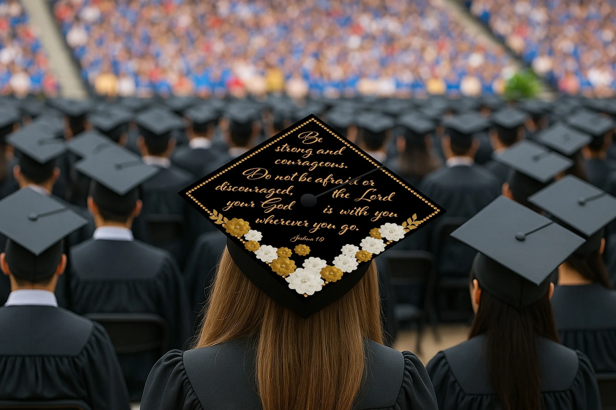 Be Strong and Courageous Graduation Cap Topper - Image 7