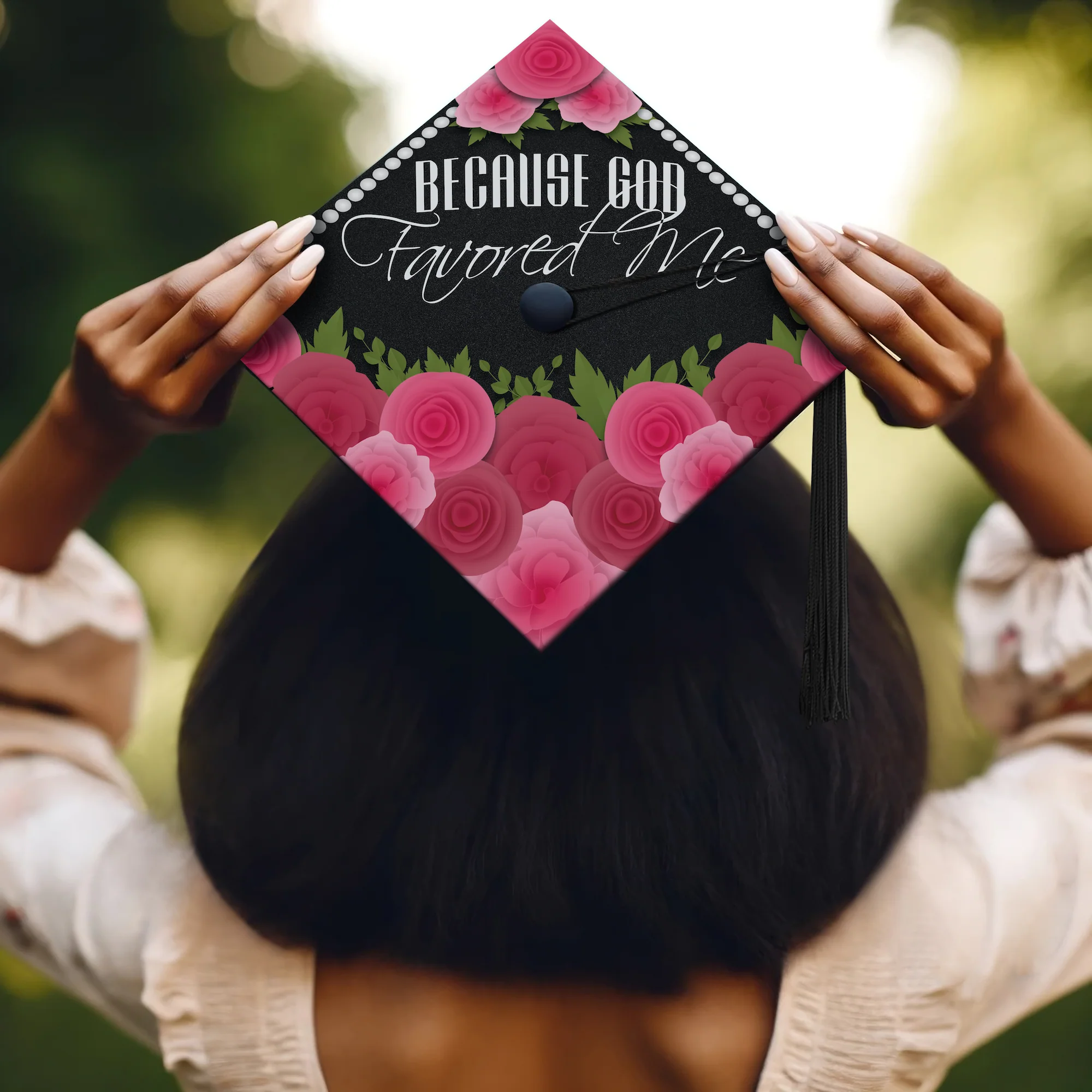 Because God Favored Me Graduation Cap Topper