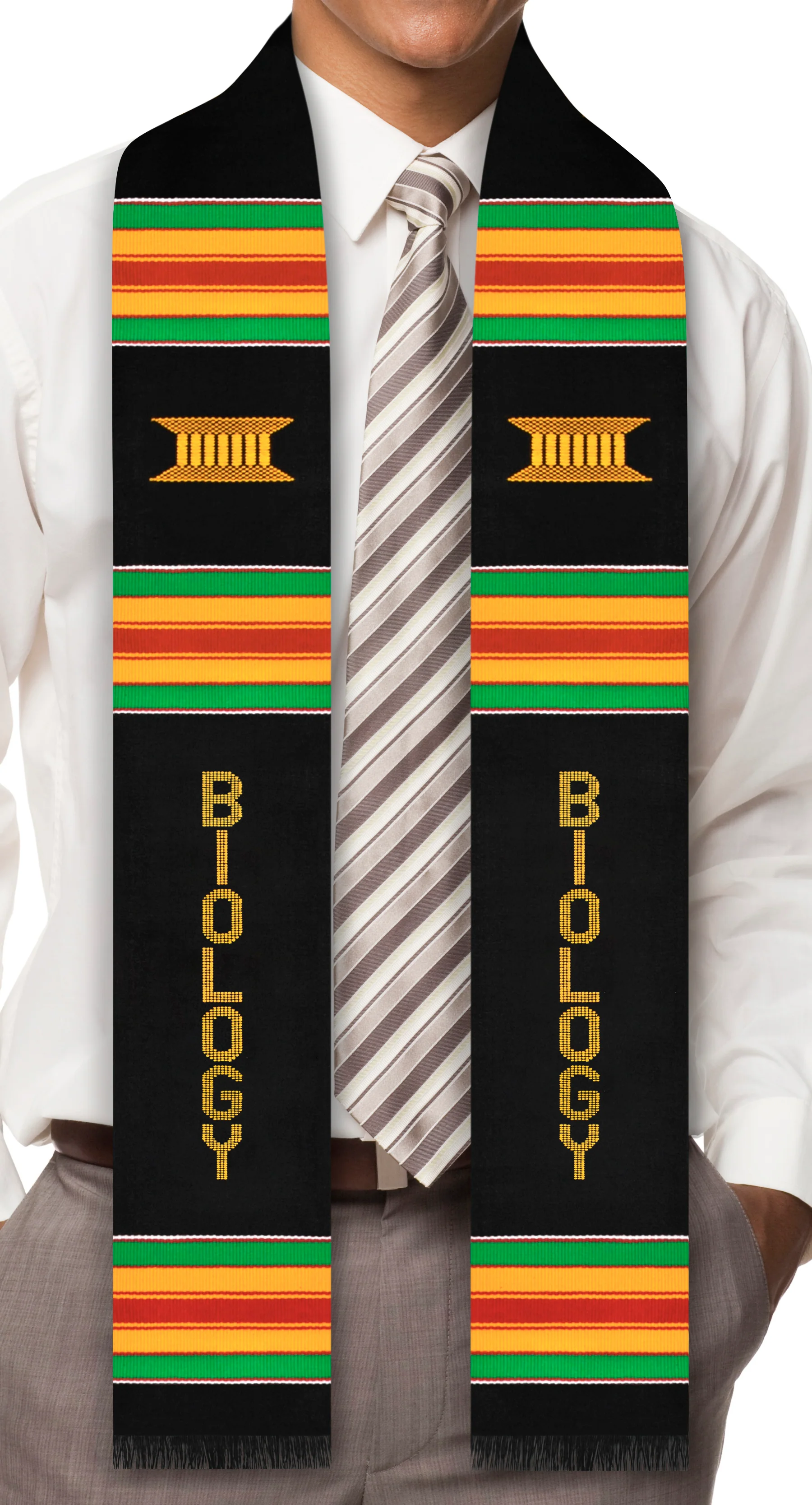 Biology Major Authentic Handwoven Kente Cloth Graduation Stole - Image 2