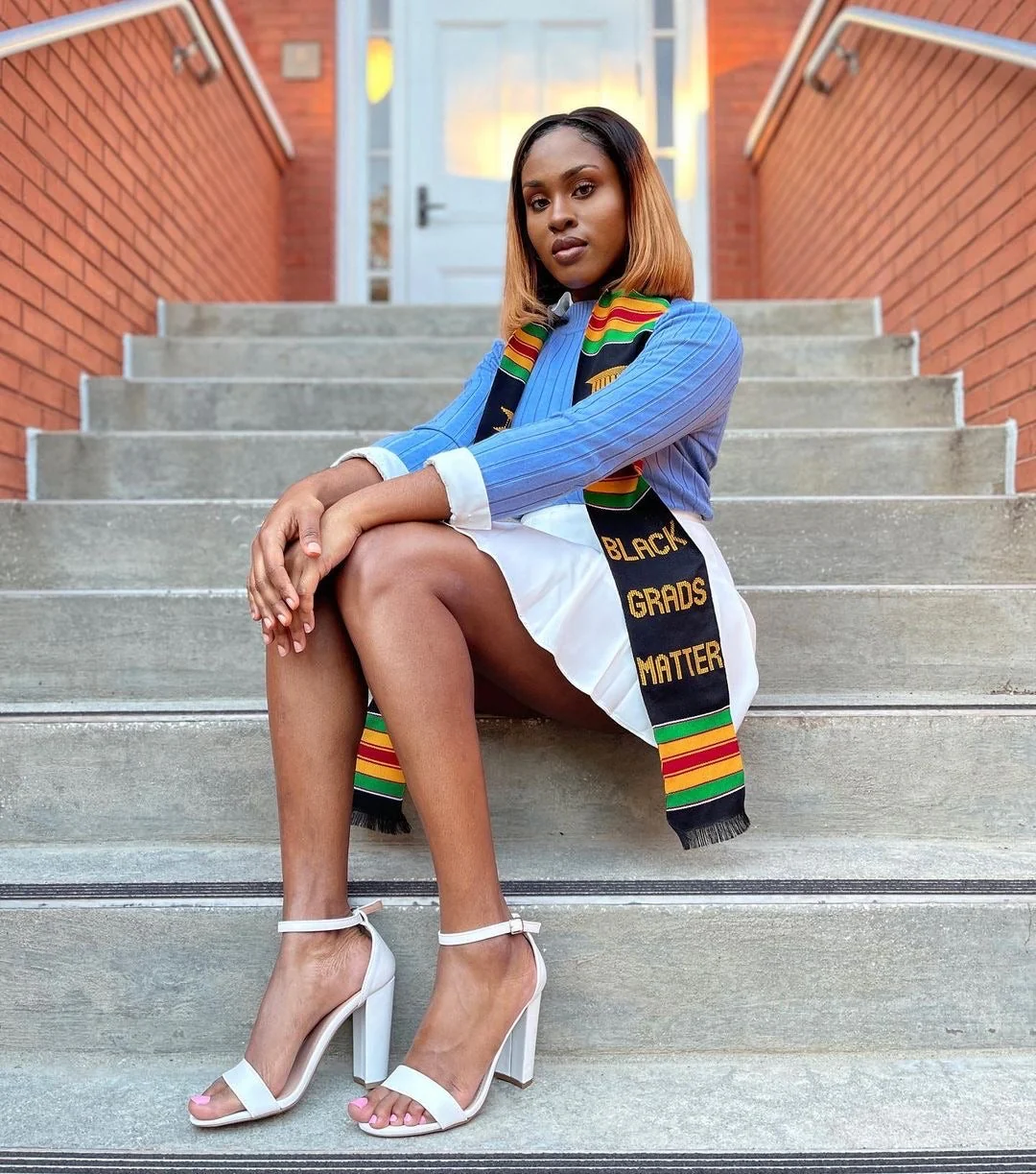 Black Grads Matter Class of 2023 Authentic Handwoven Kente Cloth Graduation Stole - Image 2