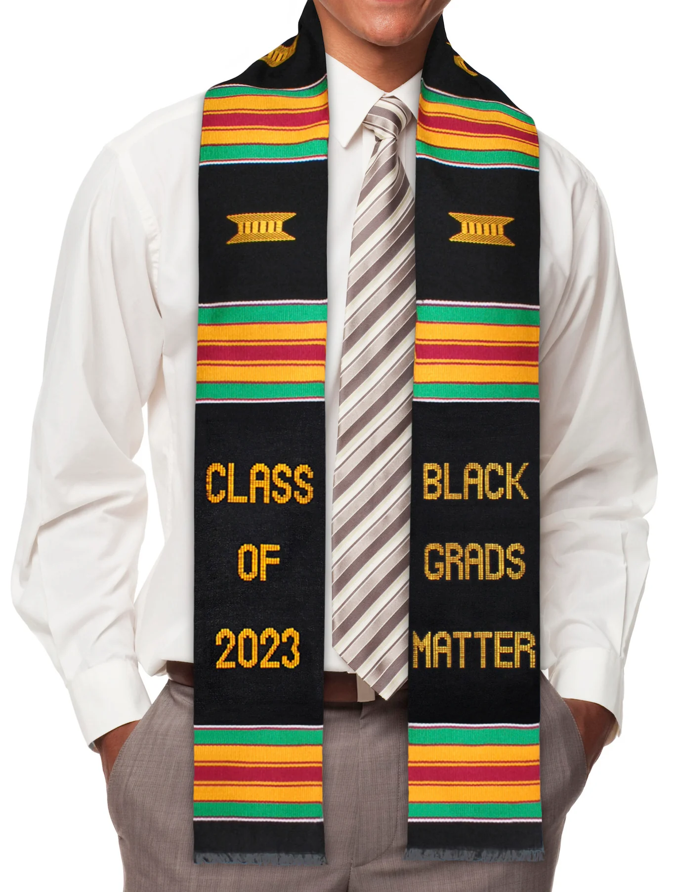 Black Grads Matter Class of 2023 Authentic Handwoven Kente Cloth Graduation Stole - Image 7