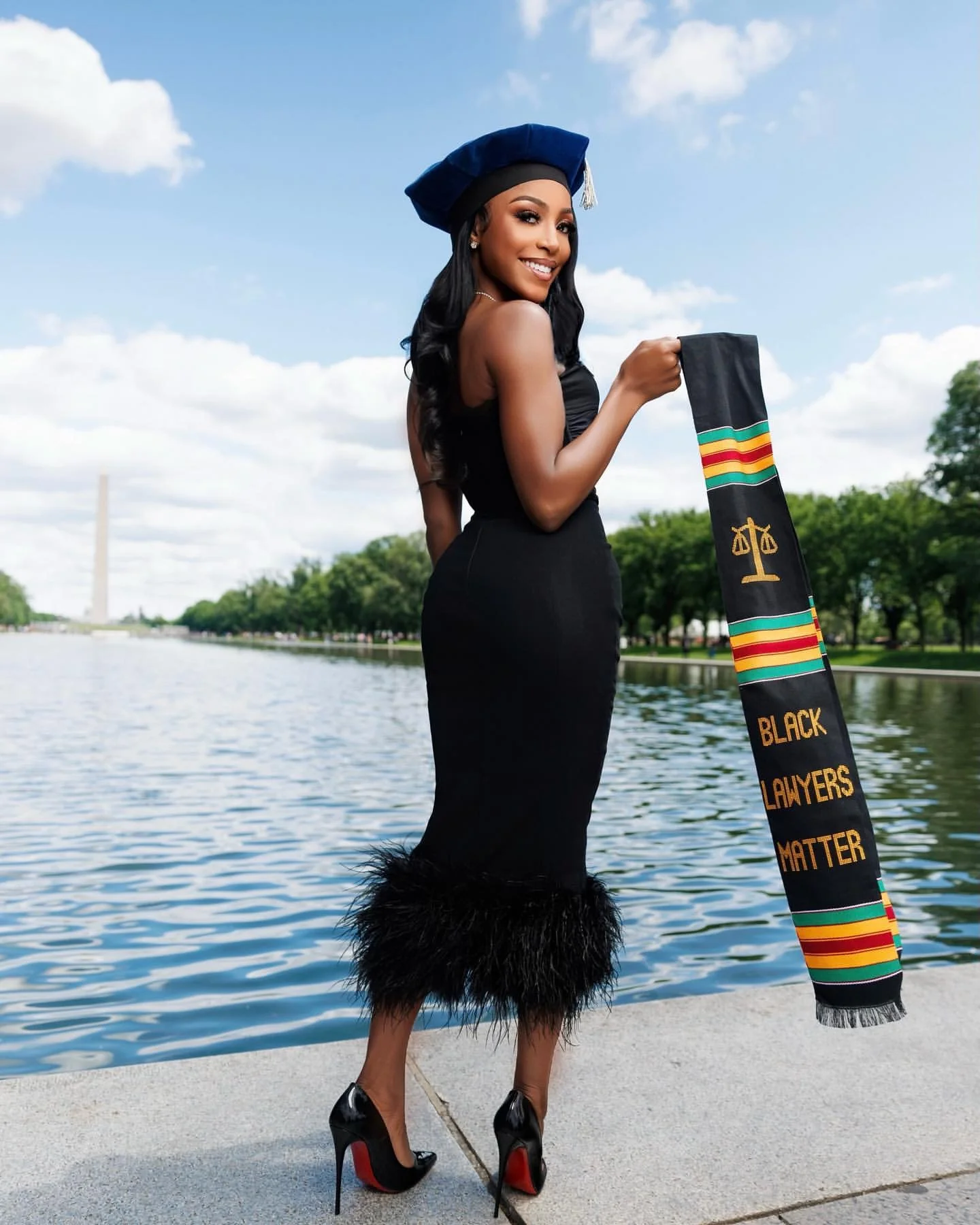 Black Lawyers Matter Class of 2026 Kente Graduation Stole with Scale Symbols for Law, Lawyers and Juris Doctors - Image 2