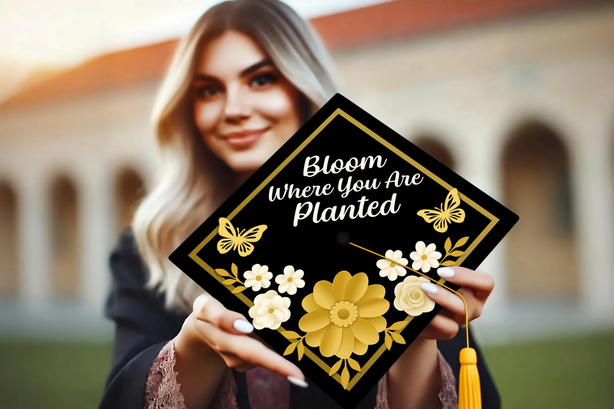 Bloom Where You Are Planted Graduation Cap Topper - Image 6