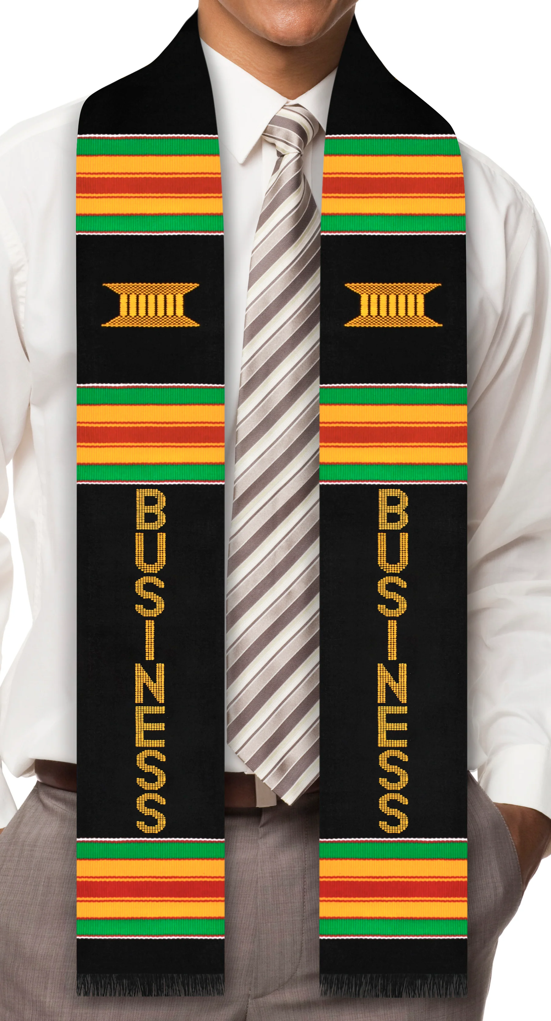 Business Major Authentic Handwoven Kente Cloth Graduation Stole - Image 2