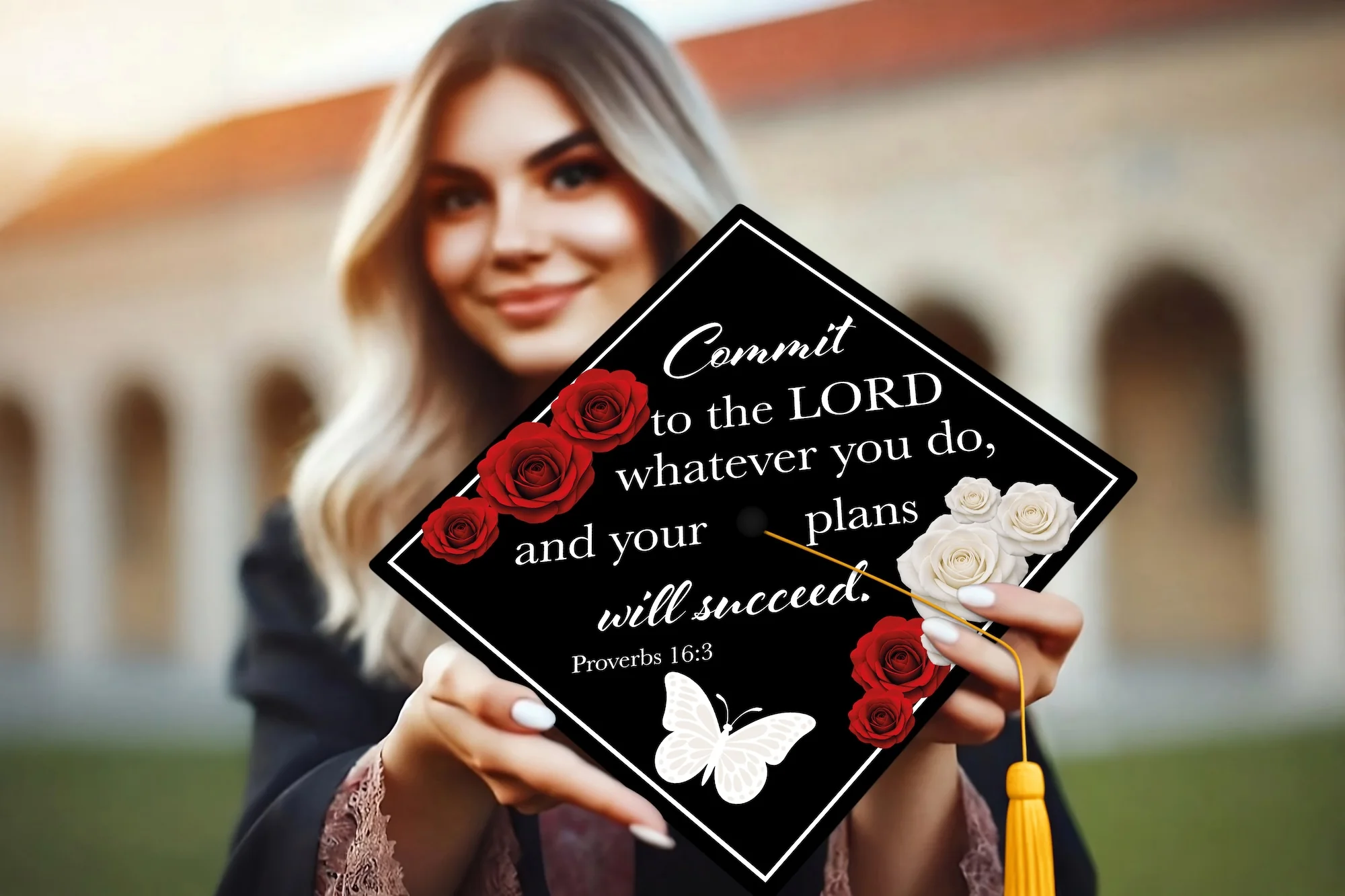 Commit to the Lord Whatever You Do Graduation Cap Topper - Image 6