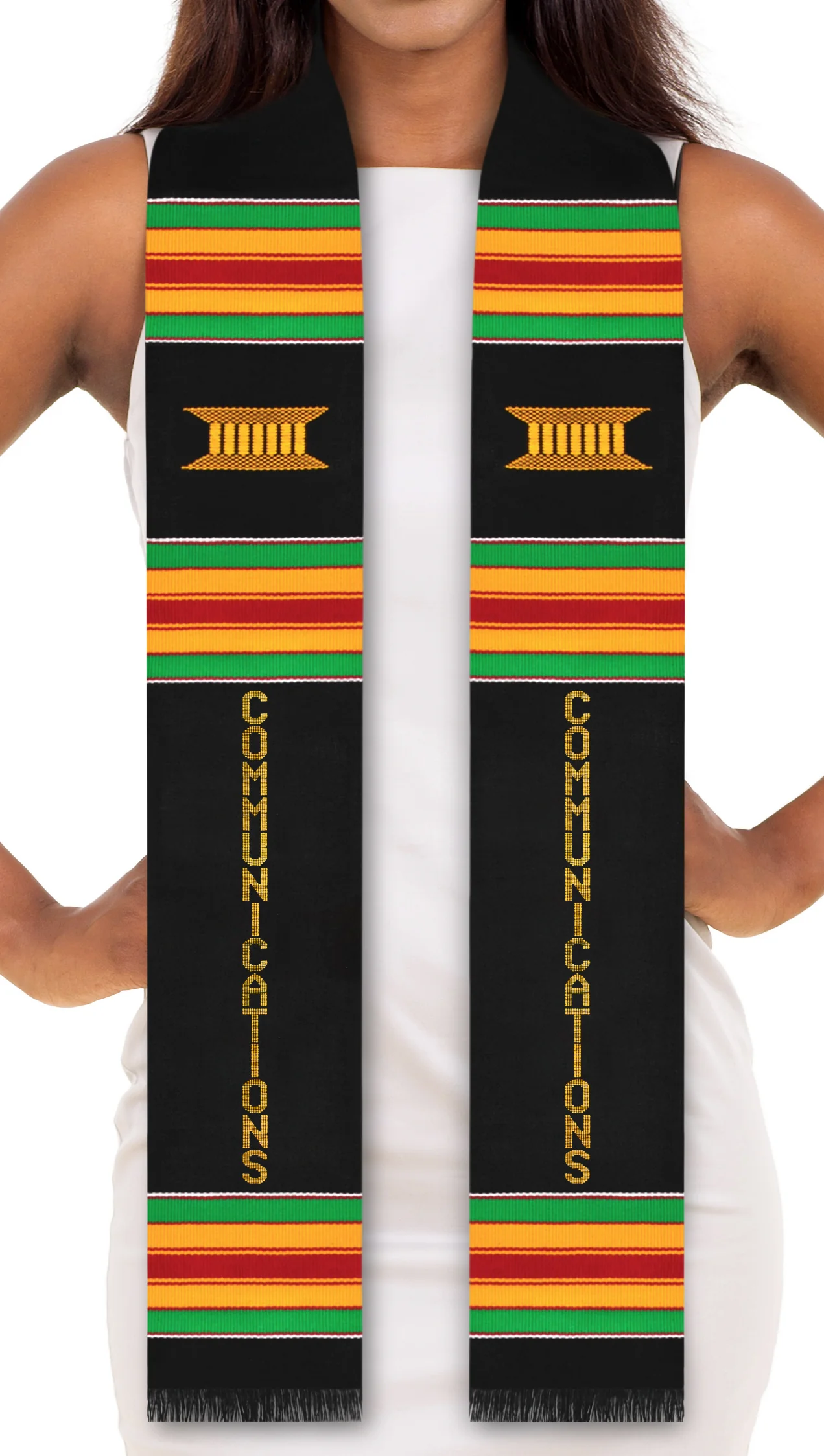 Communications Major Authentic Handwoven Kente Cloth Graduation Stole