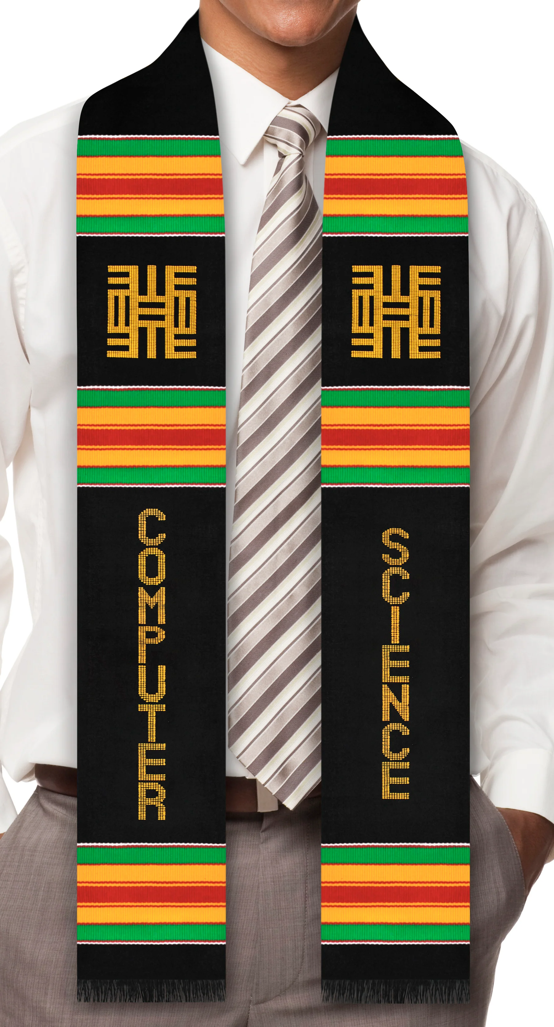 Computer Science Major Authentic Handwoven Kente Cloth Graduation Stole - Image 2