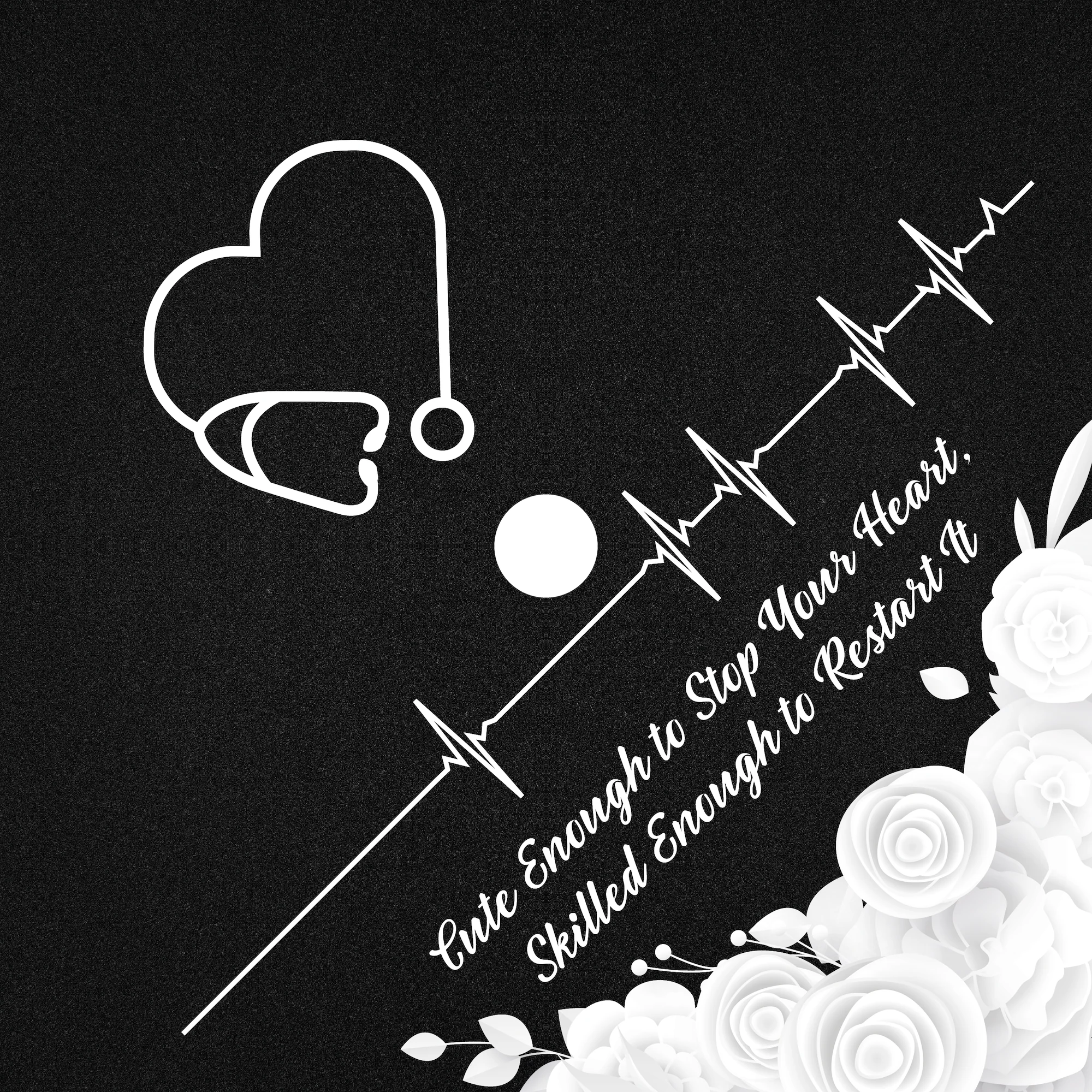 Cute Enough To Stop Your Heart, Skilled Enough To Restart It Graduation Cap Topper - Image 3