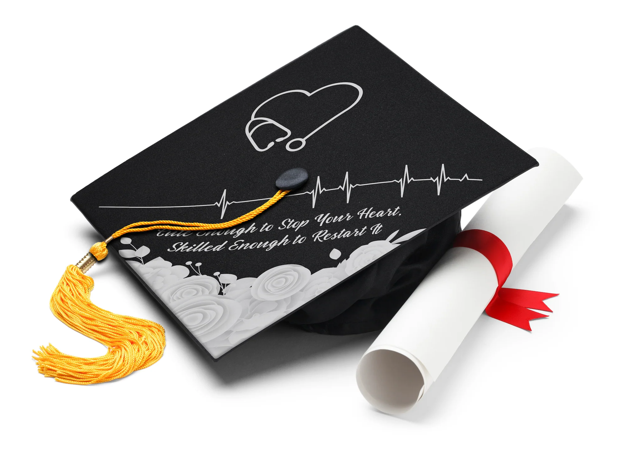 Cute Enough To Stop Your Heart, Skilled Enough To Restart It Graduation Cap Topper - Image 4