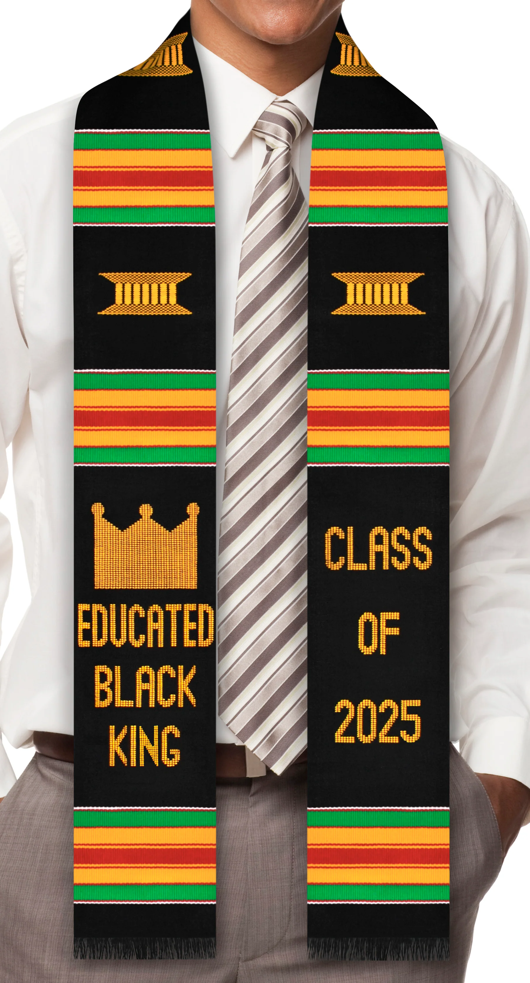 Educated Black King Class of 2026 Authentic Handwoven Kente Cloth Graduation Stole - Image 10