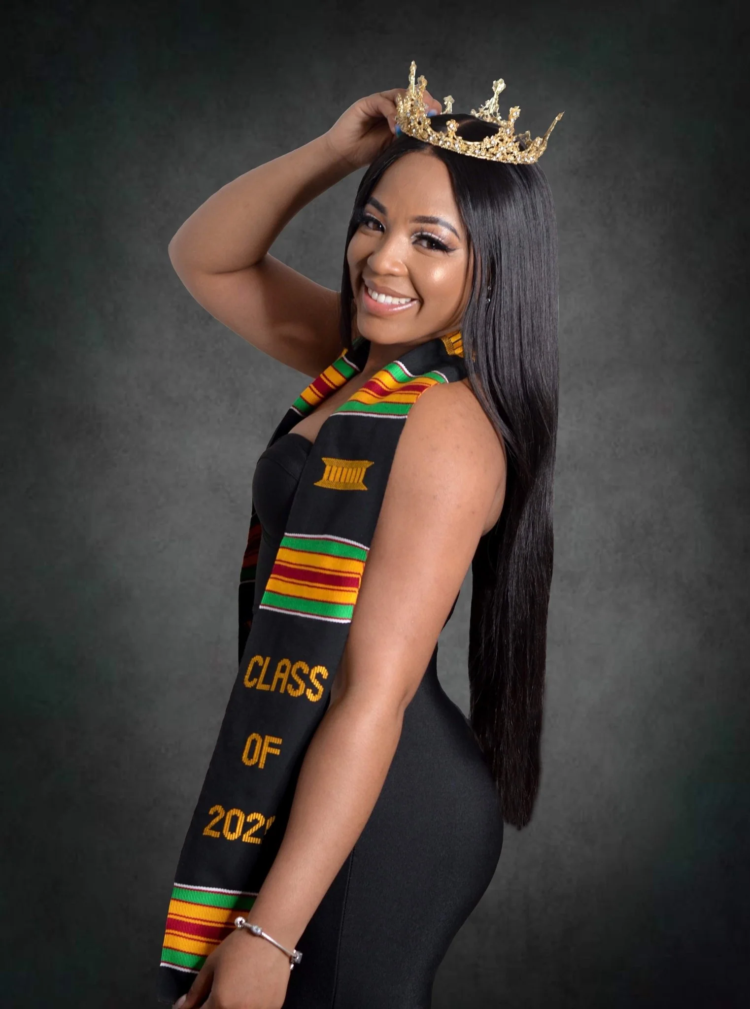 Educated Black Queen Class of 2026 Authentic Handwoven Kente Cloth Graduation Stole - Image 2