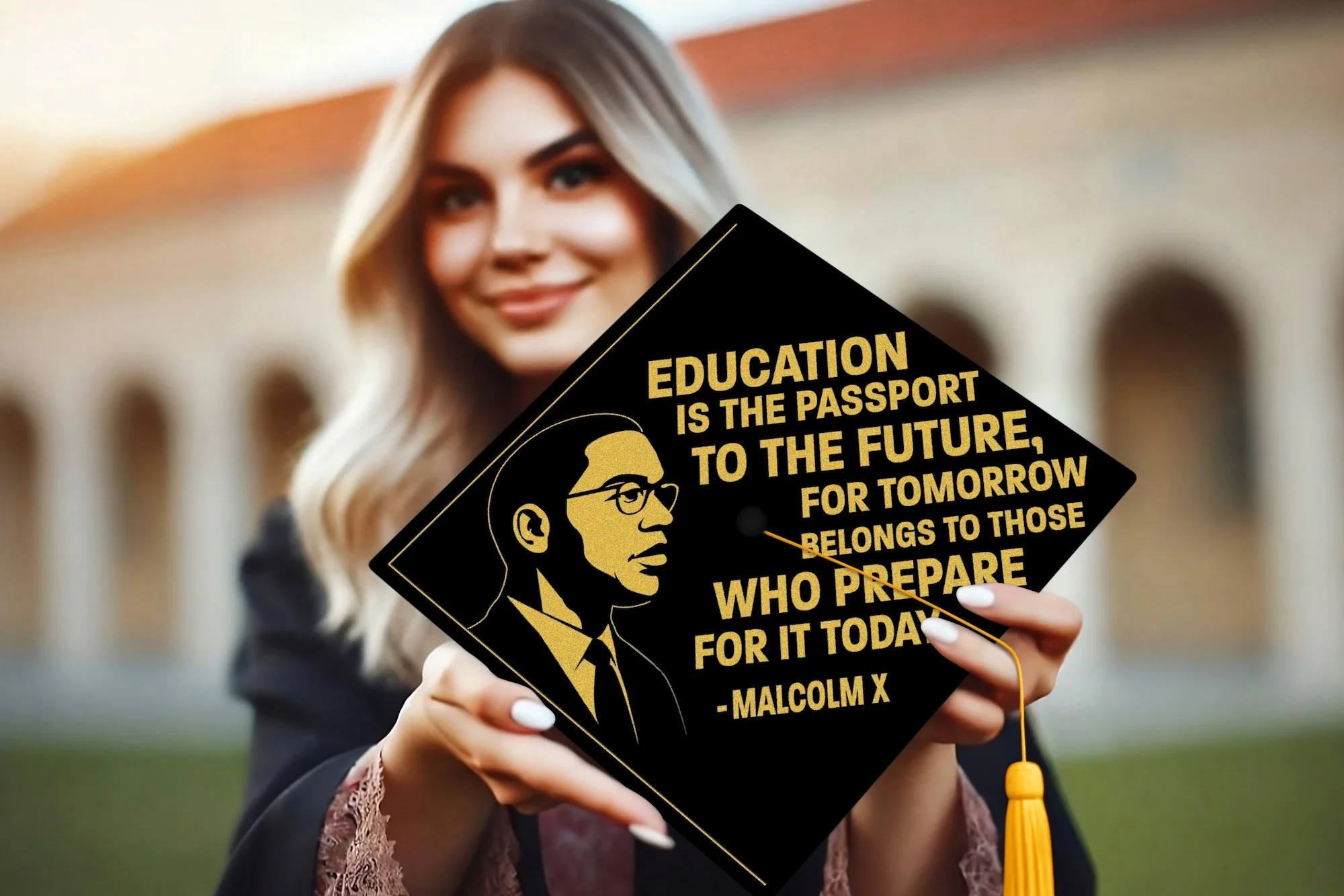 Education Is the Passport to the Future Graduation Cap Topper - Image 2