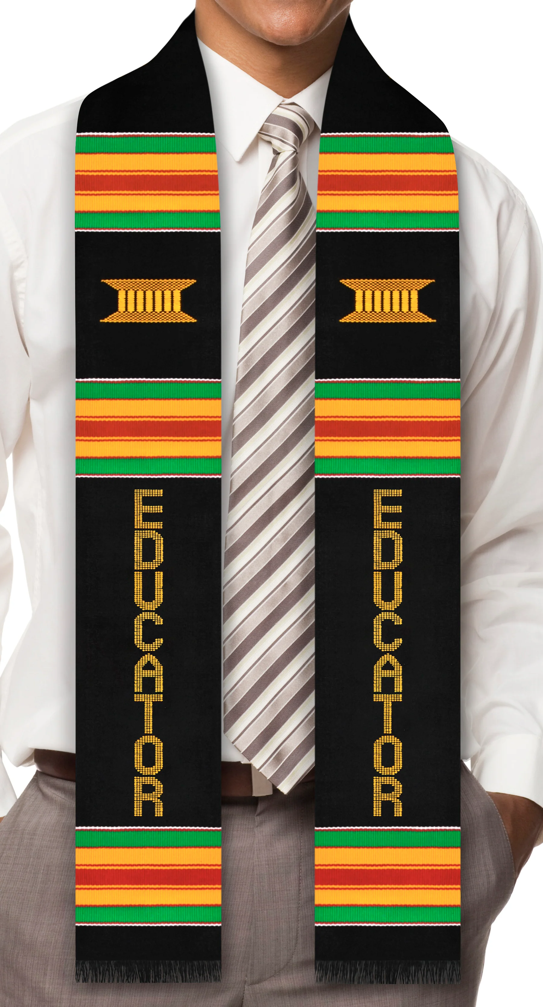 Educator Authentic Handwoven Kente Cloth Graduation Stole - Image 2
