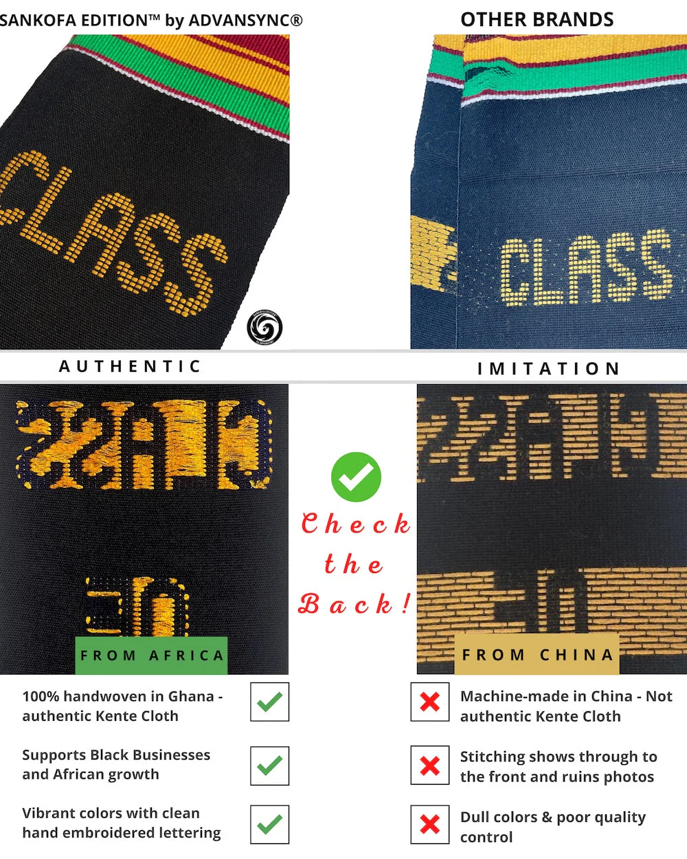 Educator Authentic Handwoven Kente Cloth Graduation Stole - Image 9