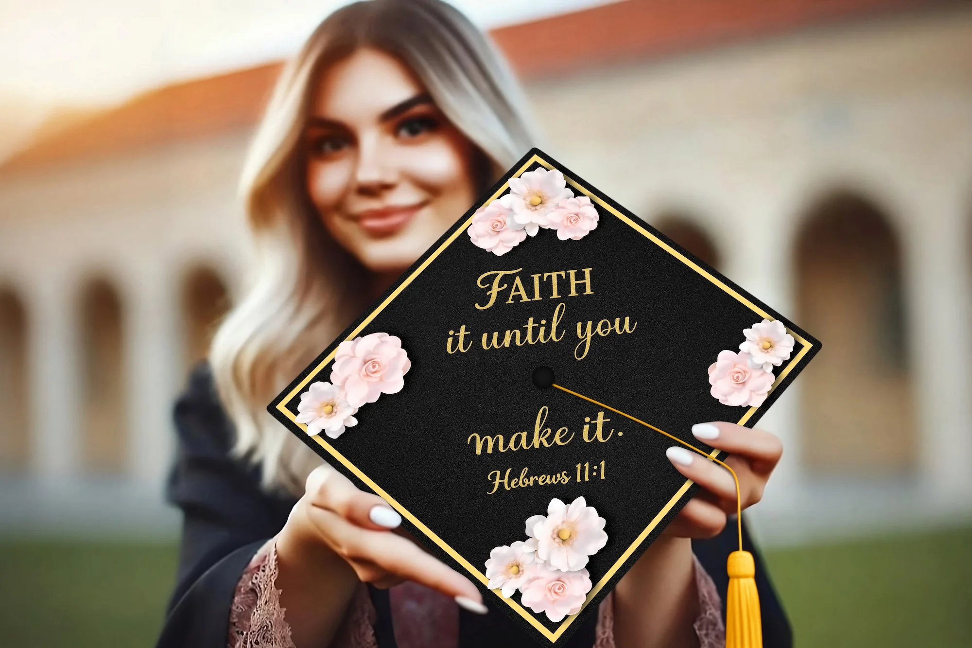 Faith It Until You Make It Graduation Cap Topper - Image 3