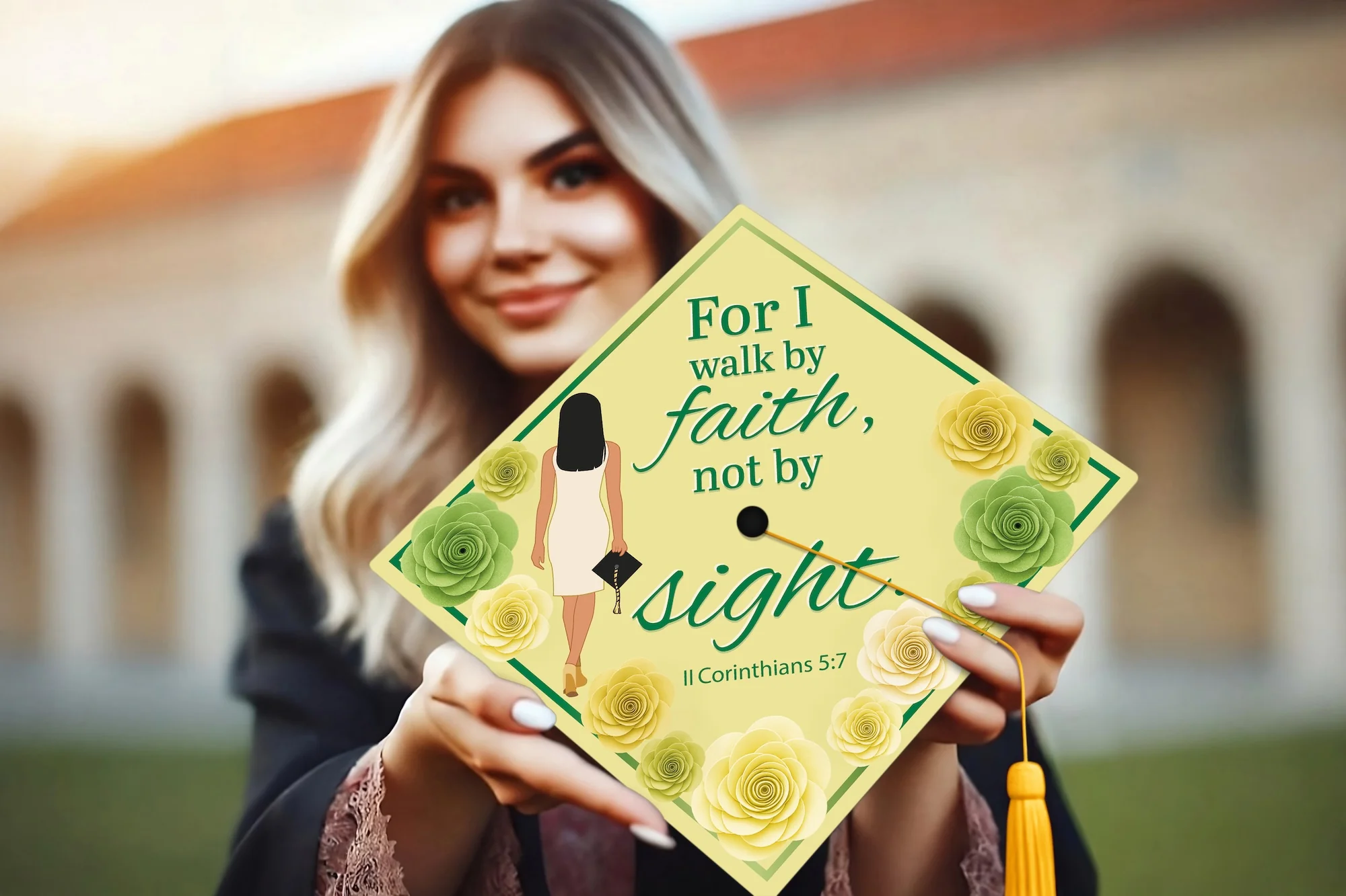 For I Walk by Faith Graduation Cap Topper - Image 6