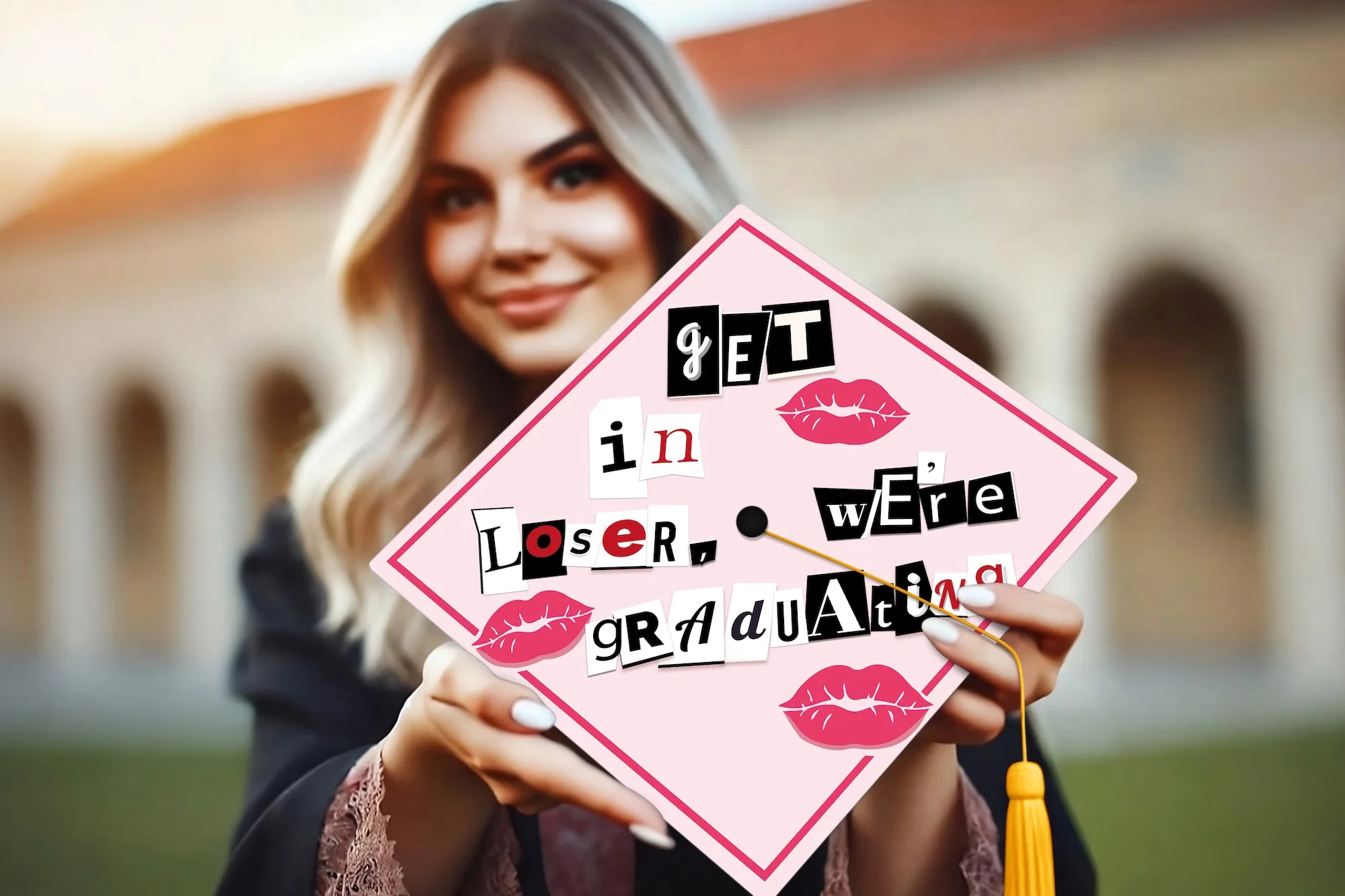 Get In Loser, We're Graduating Graduation Cap Topper - Image 6