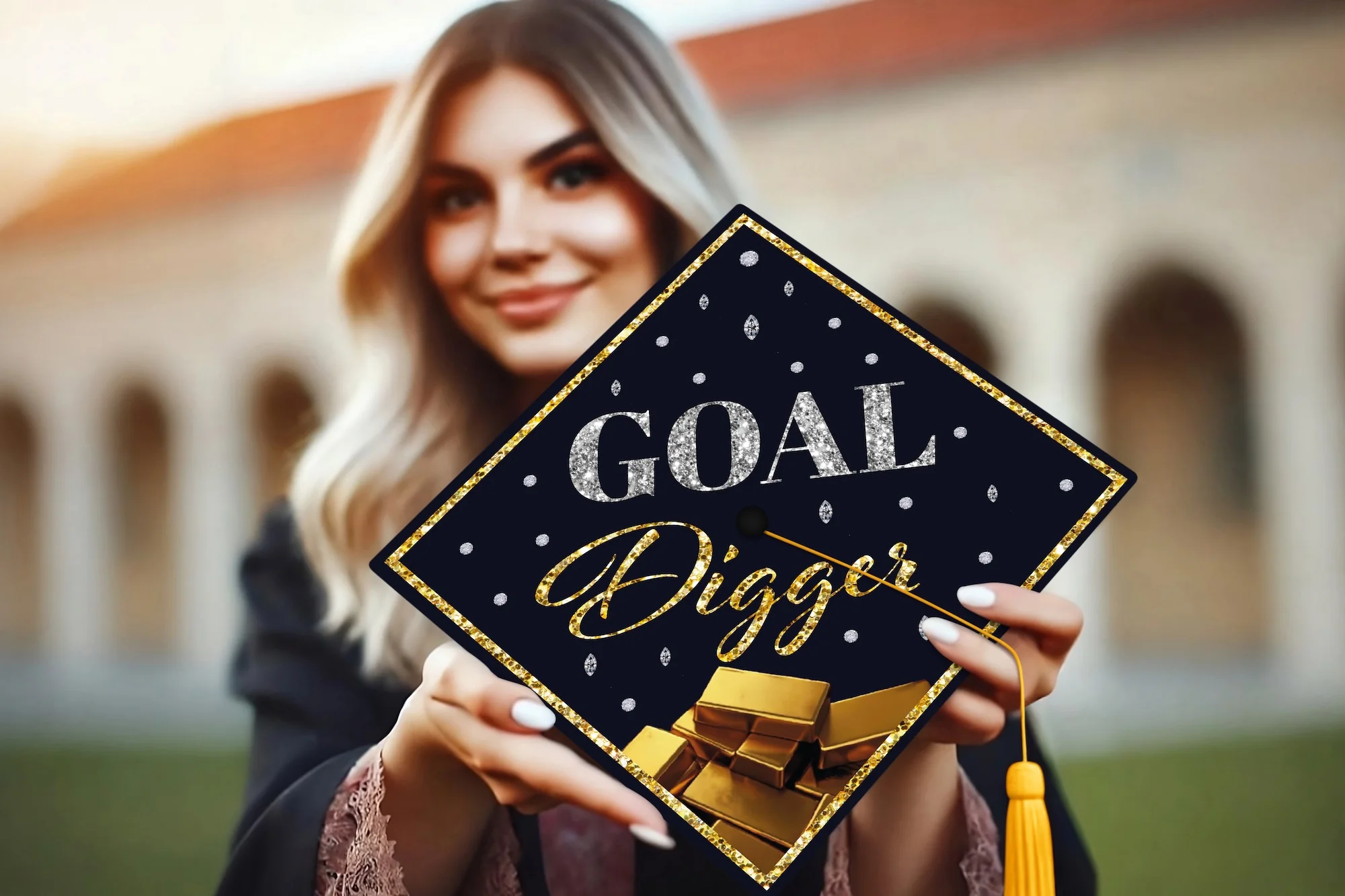 Goal Digger Graduation Cap Topper - Image 6