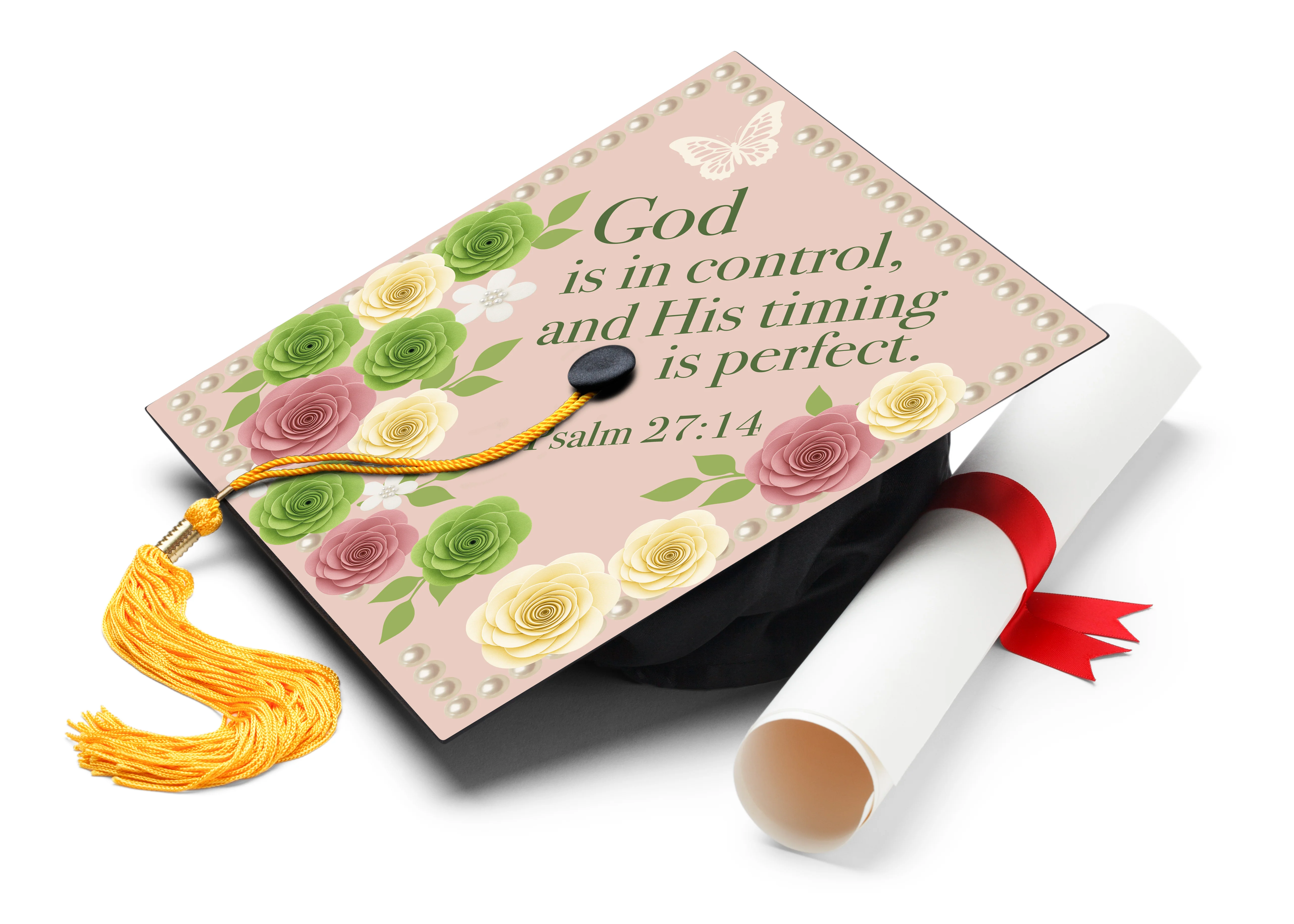 God Is in Control Graduation Cap Topper