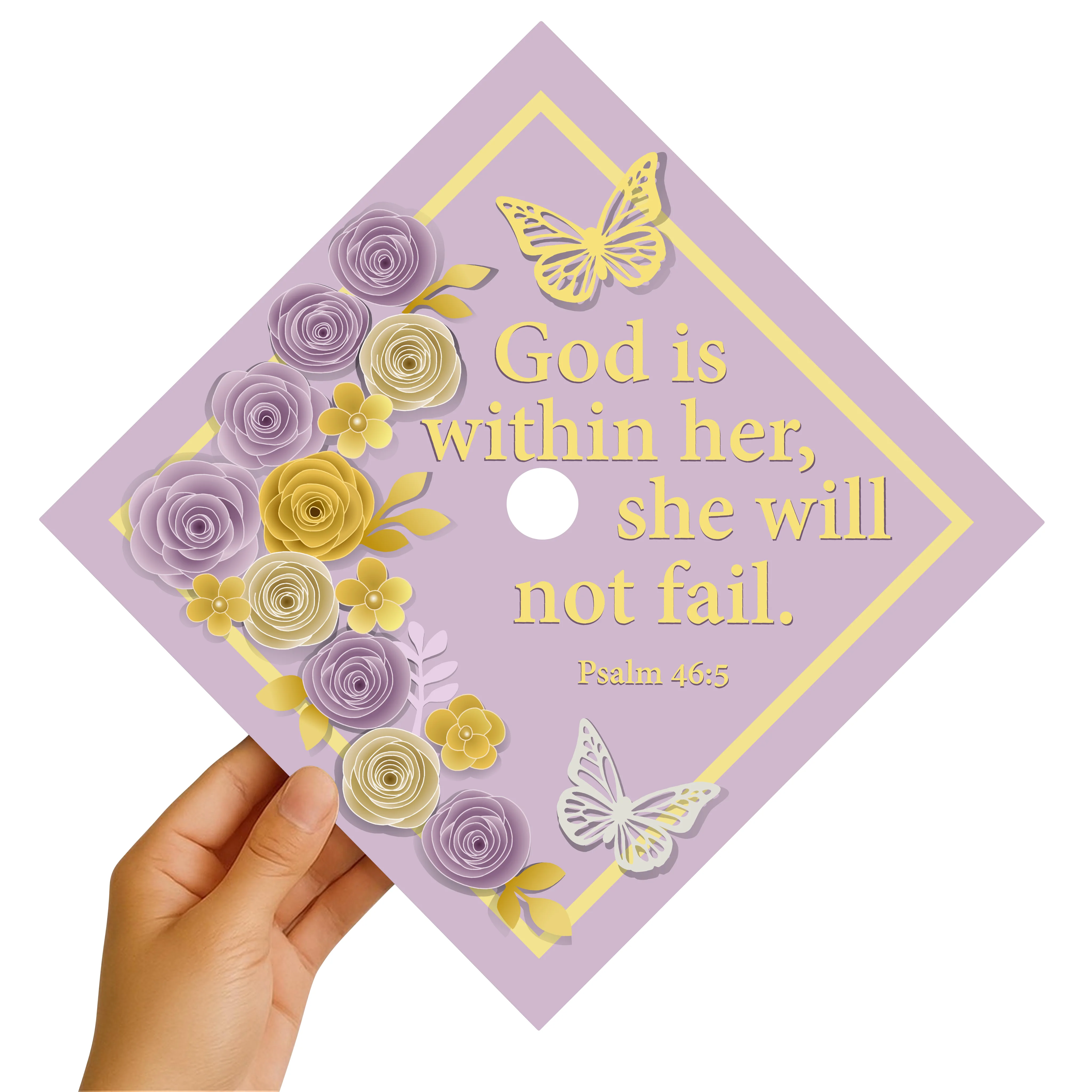 God Is Within Her, She Will Not Fail Graduation Cap Topper - Image 2