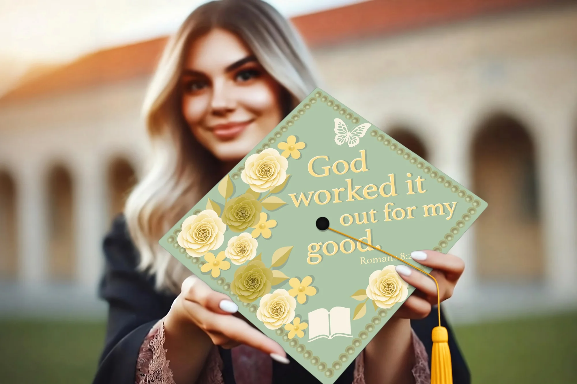 God Worked It Out Graduation Cap Topper
