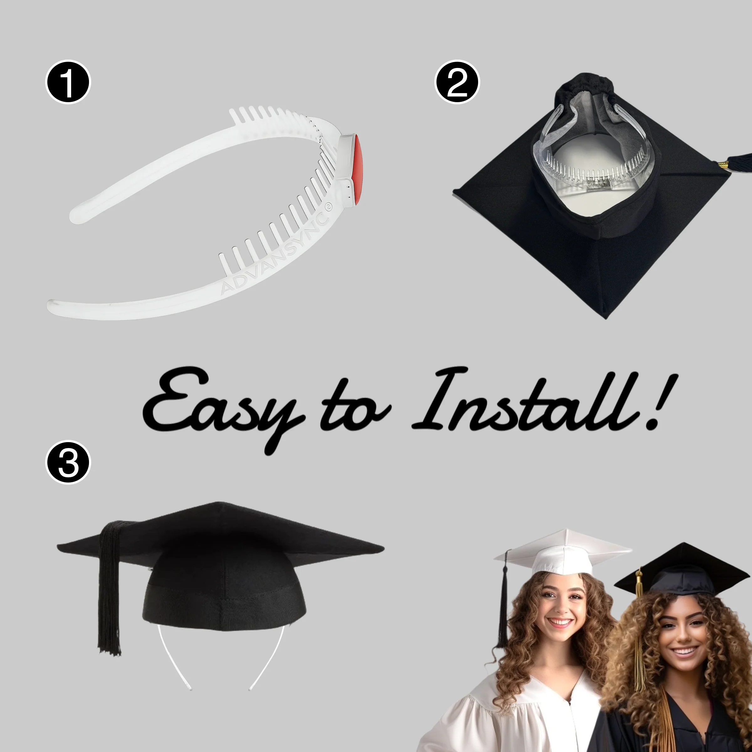 The ORIGINAL GradCapBand Graduation Cap Headband – Secure Your Graduation Cap on Natural Hair, Braids, Locs, Twists, Weaves, Curls, Waves, and Straight Hair - Image 2