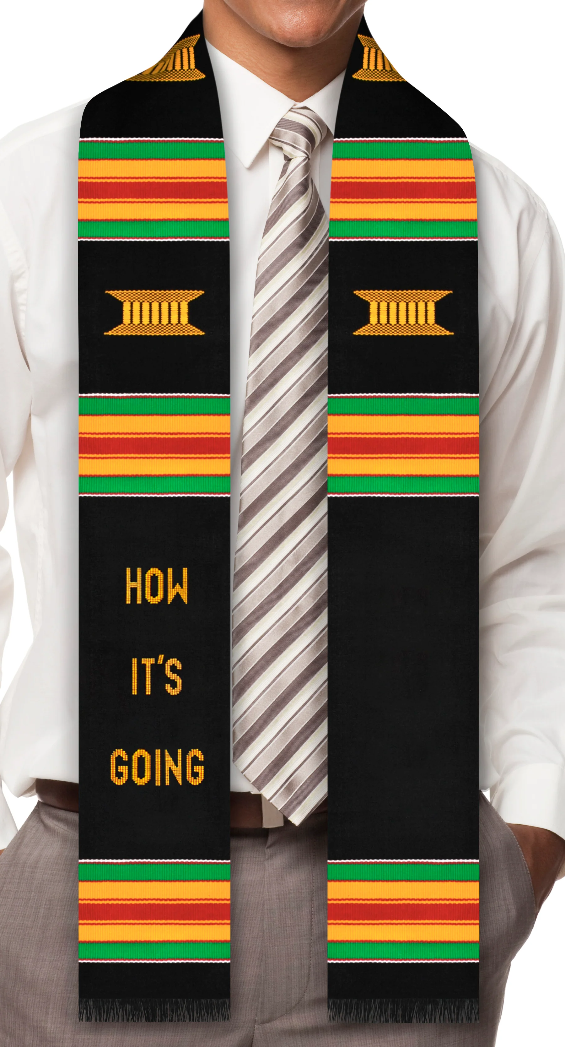 How It's Going Kente Cloth Graduation Stole - Image 2