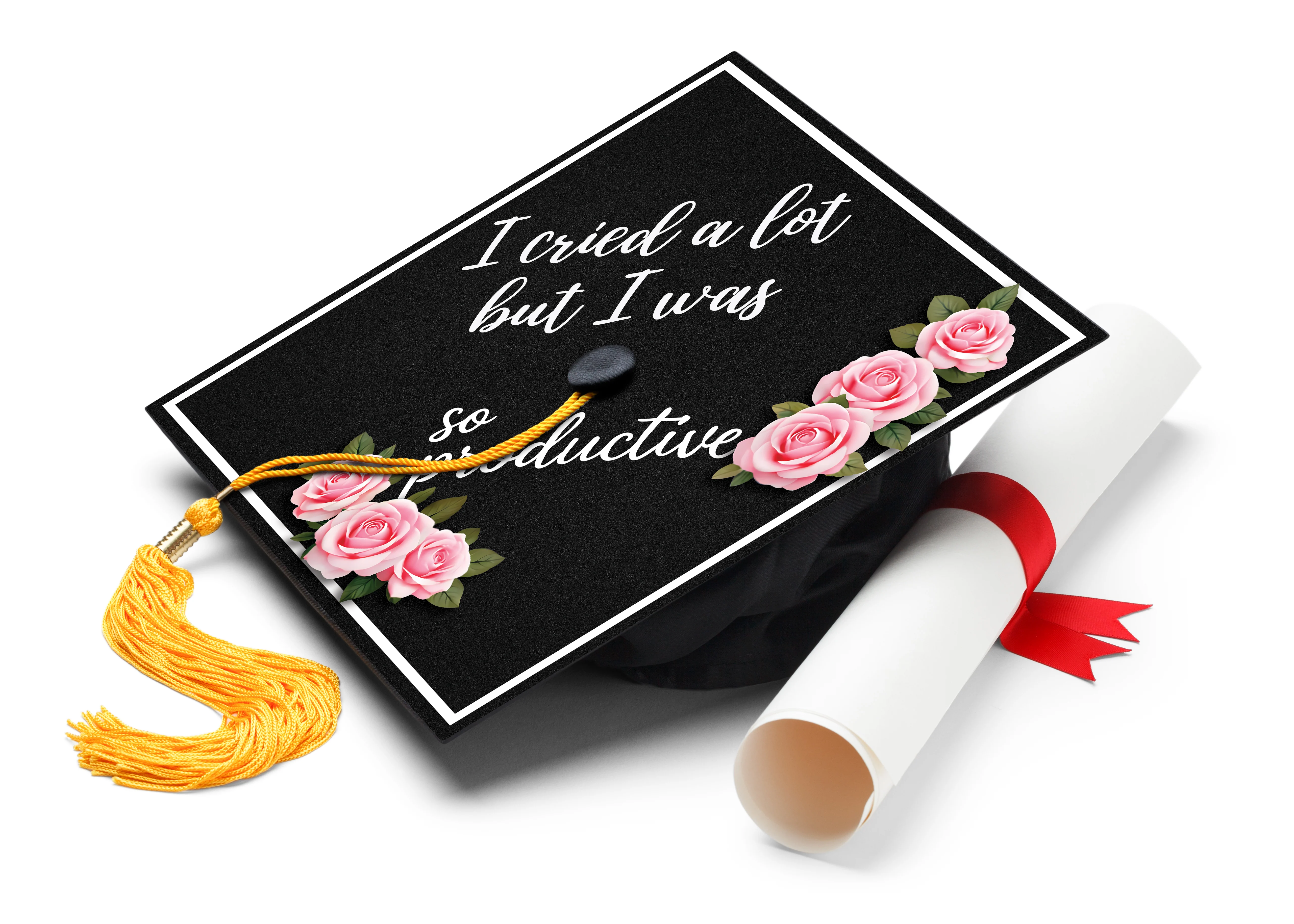 I Cried a Lot But I Was So Productive Graduation Cap Topper - Image 2