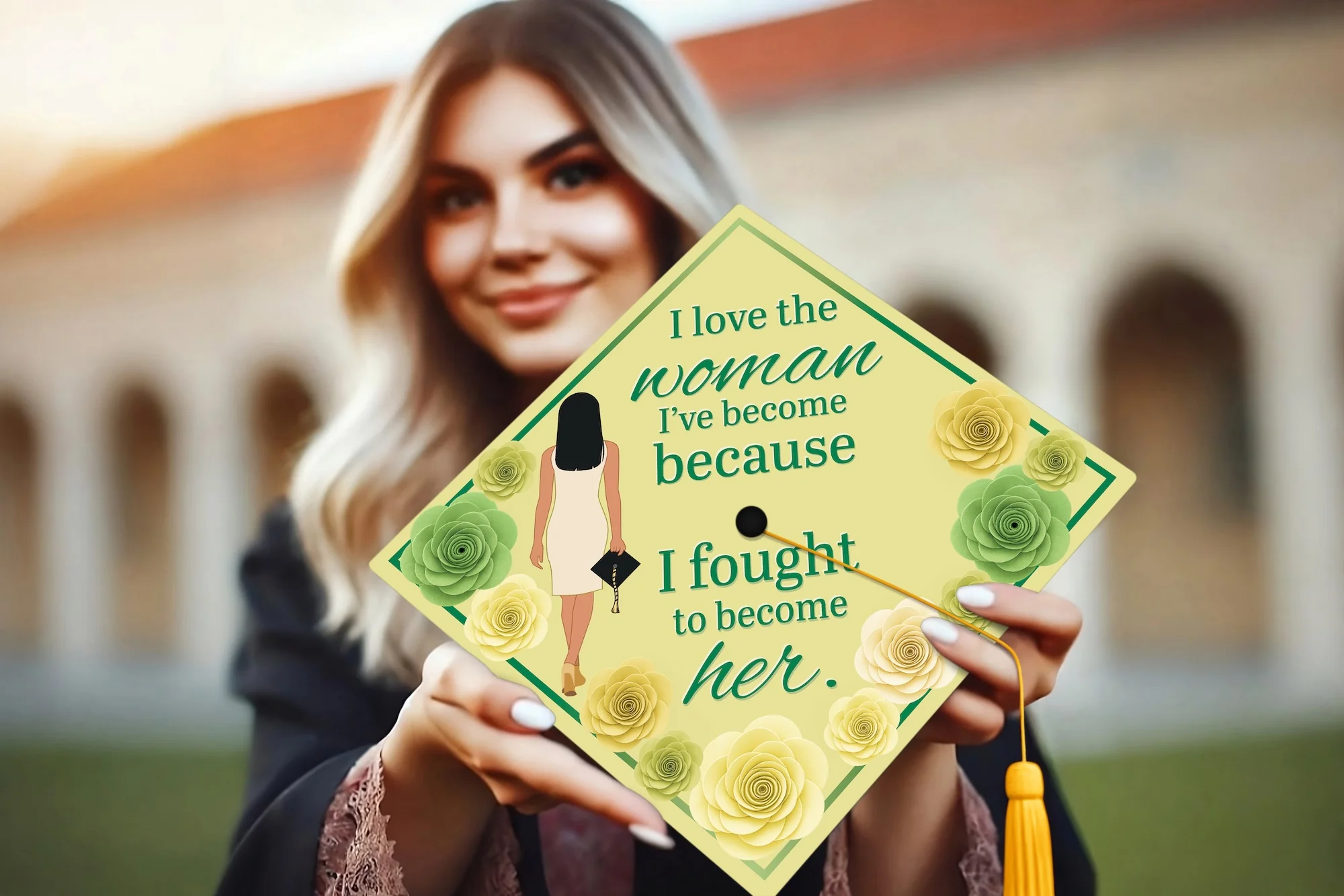 I Love the Woman I've Become Graduation Cap Topper - Image 6