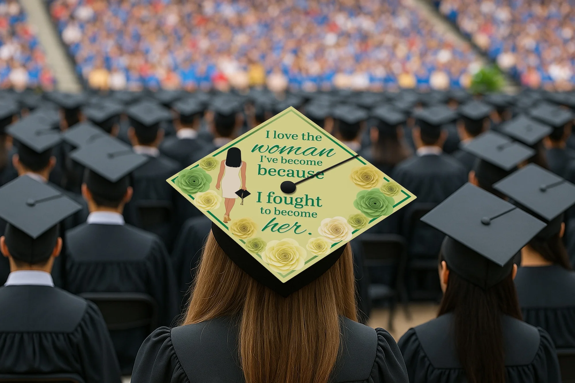 I Love the Woman I've Become Graduation Cap Topper - Image 7