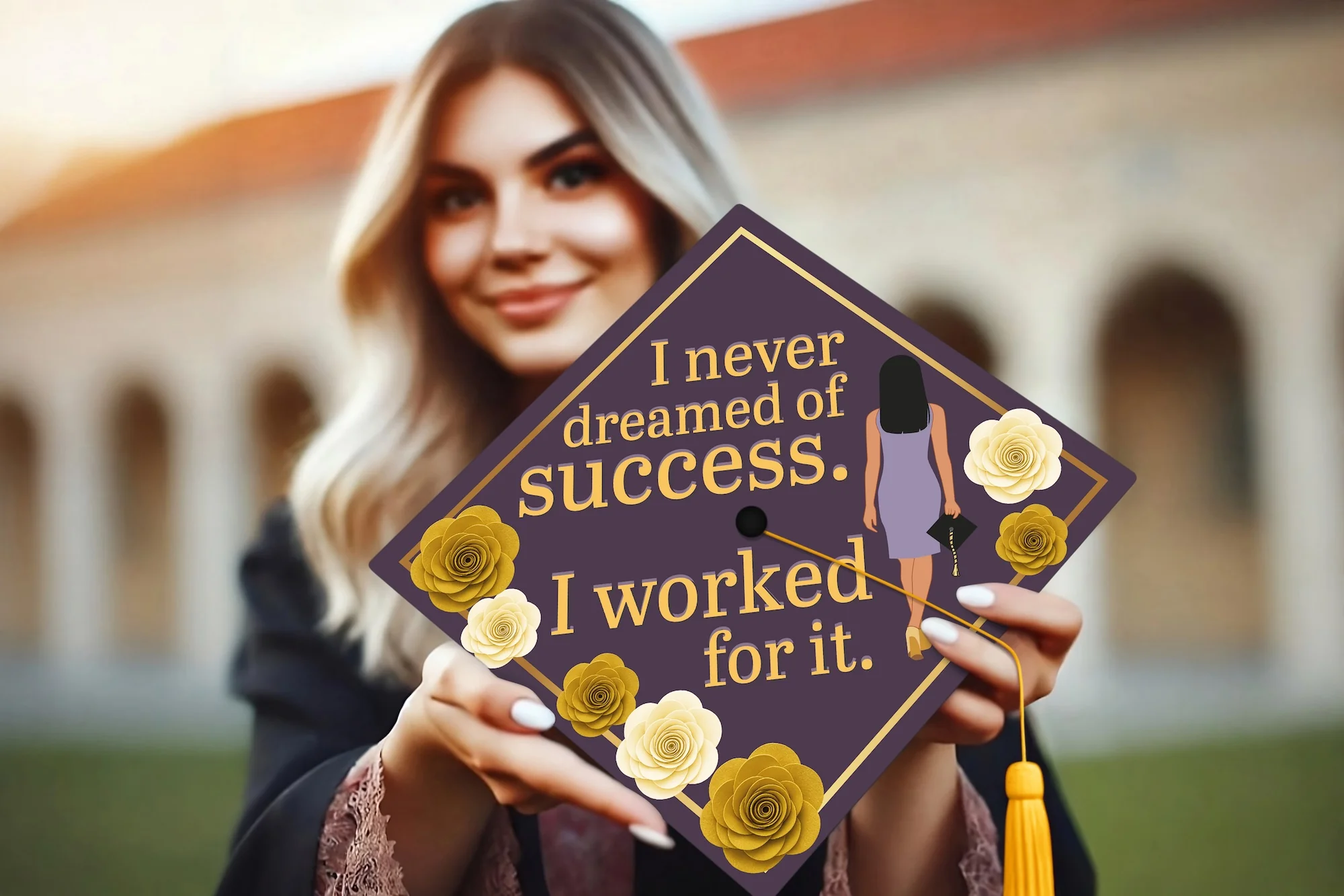 I Never Dreamed of Success Graduation Cap Topper - Image 6