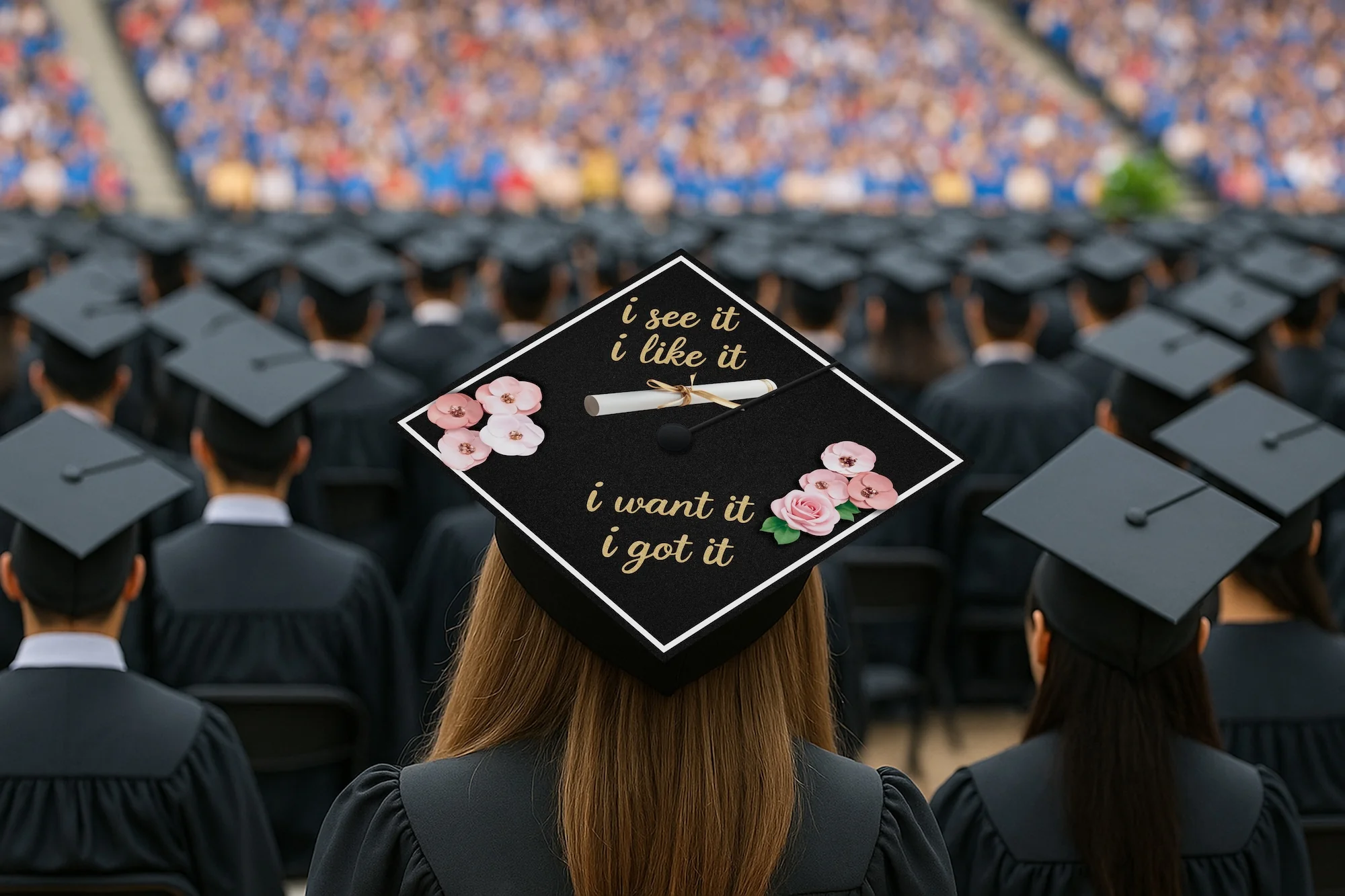 I See It I Like It I Want It I Got It Graduation Cap Topper - Image 5