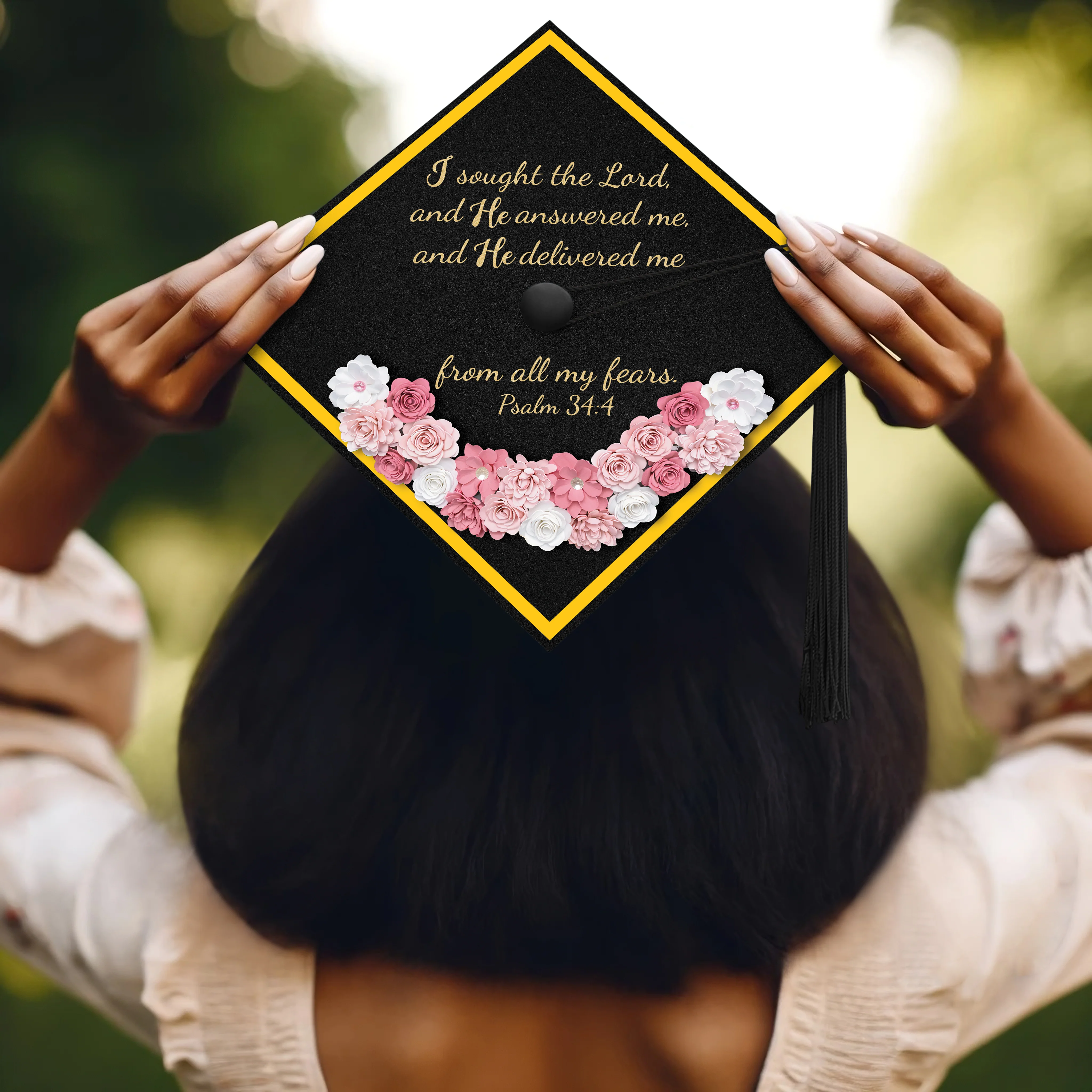 I Sought the Lord and He Answered Me Graduation Cap Topper