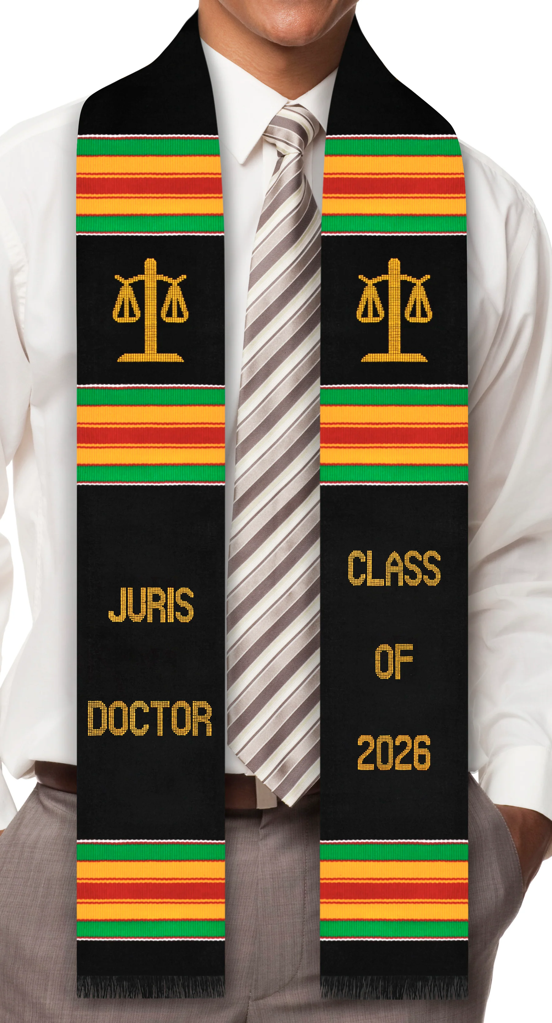 Juris Doctor Class of 2026 Authentic Handwoven Kente Cloth Graduation Stole - Image 3