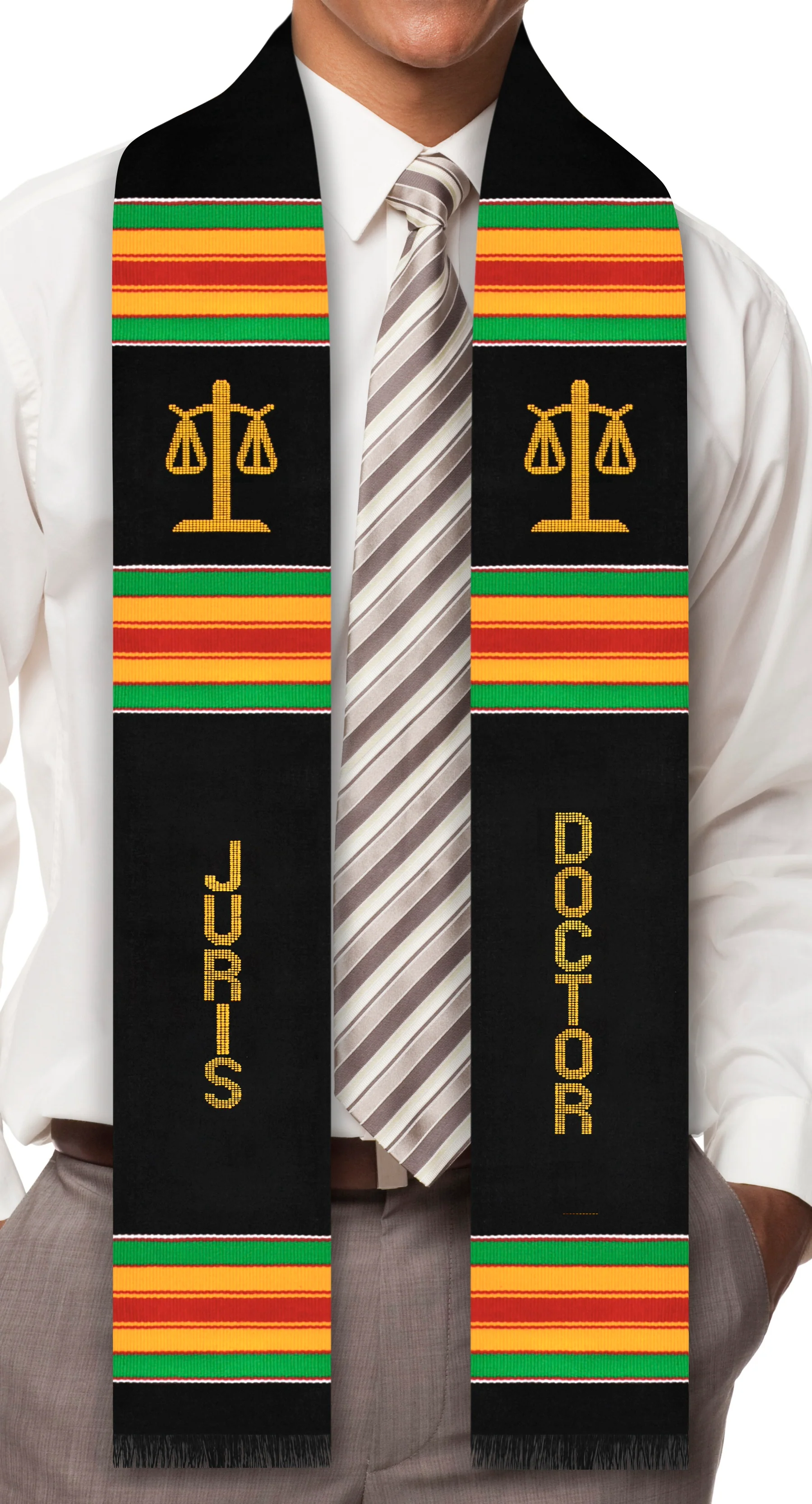 Juris Doctor Authentic Handwoven Kente Cloth Graduation Stole - Image 3