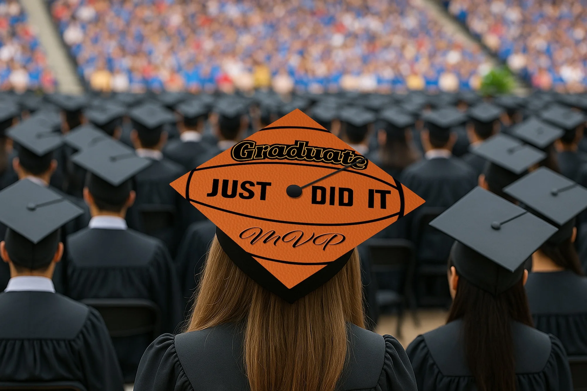 Just Did It Basketball Graduation Cap Topper - Image 7