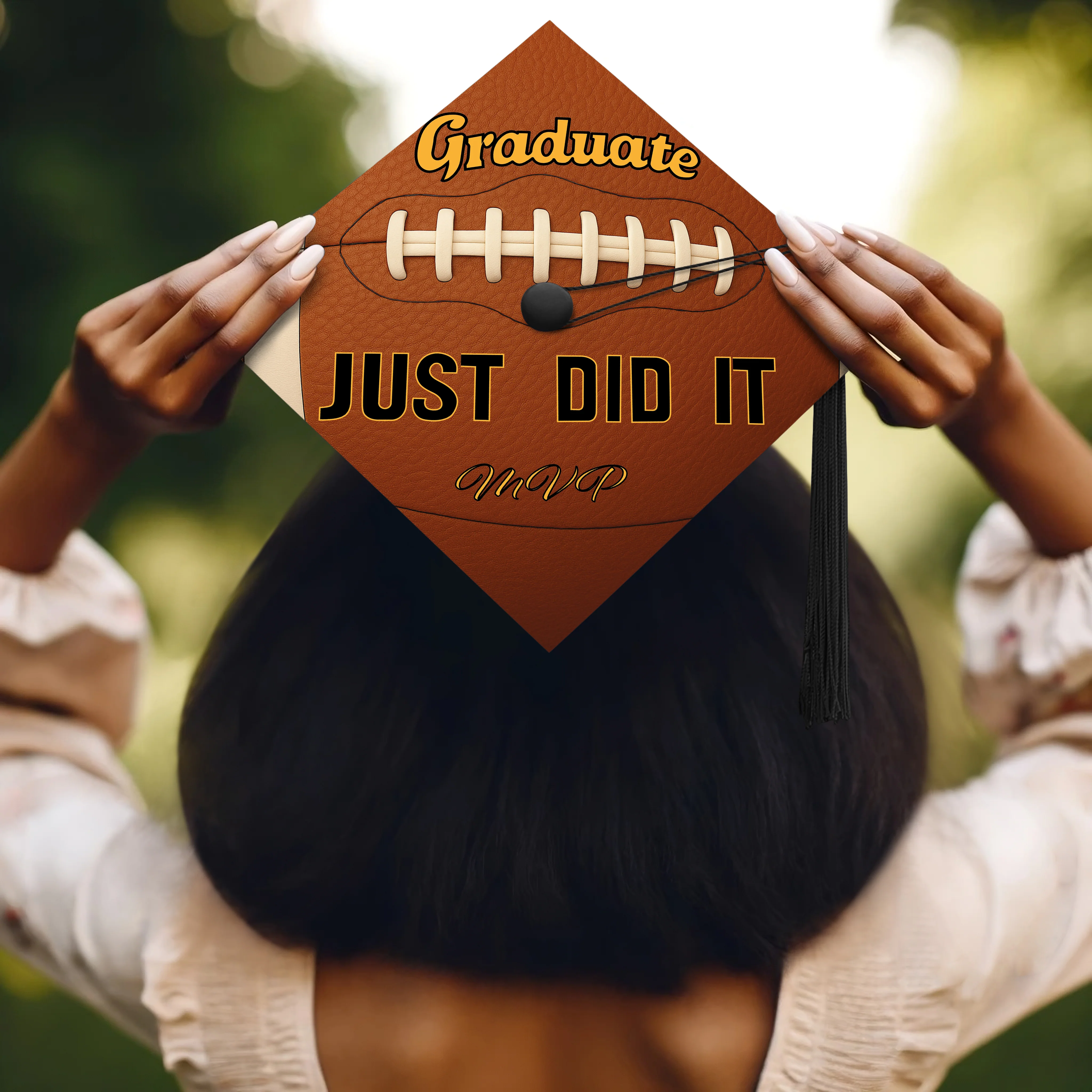 Just Did It Football Graduation Cap Topper - Image 3