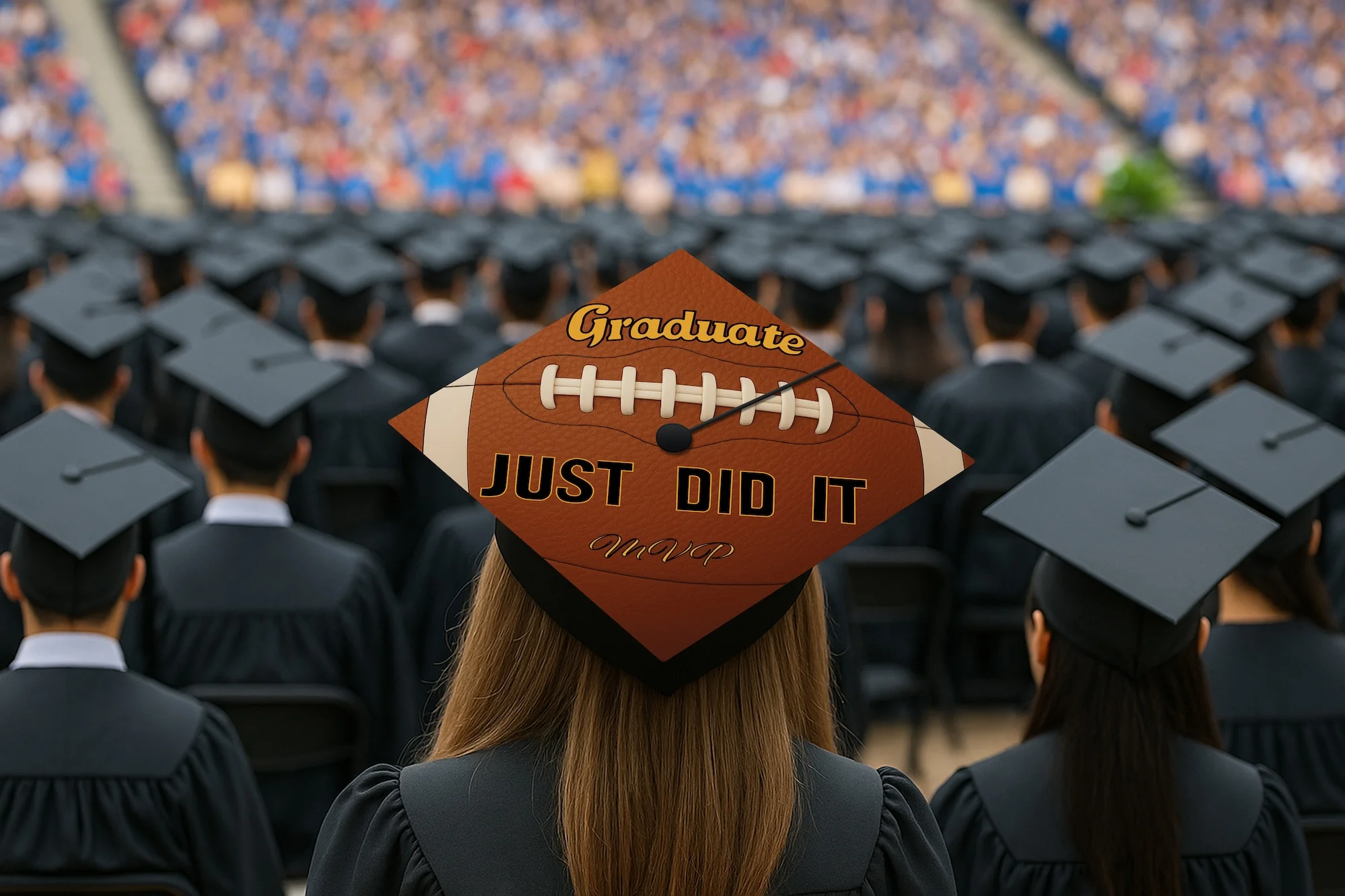 Just Did It Football Graduation Cap Topper - Image 7