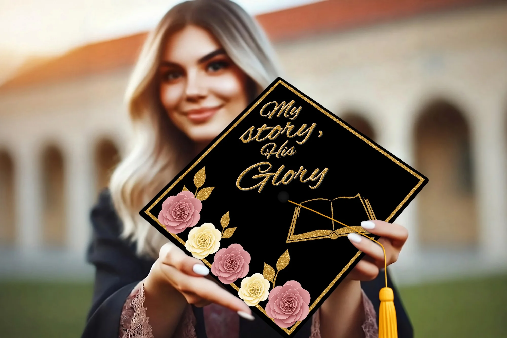 My Story, His Glory Graduation Cap Topper - Image 2