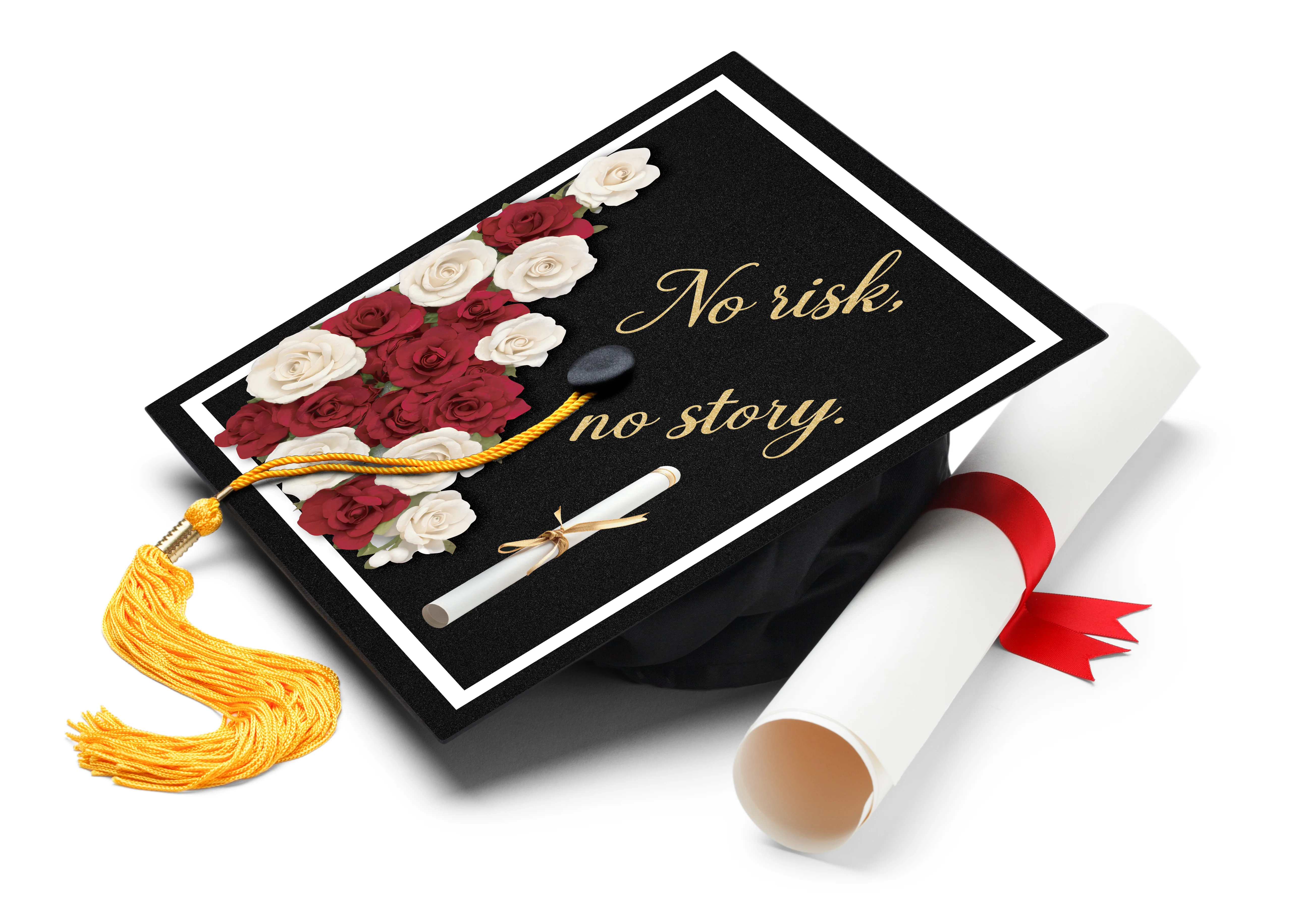 No Risk, No Story Graduation Cap Topper - Image 2