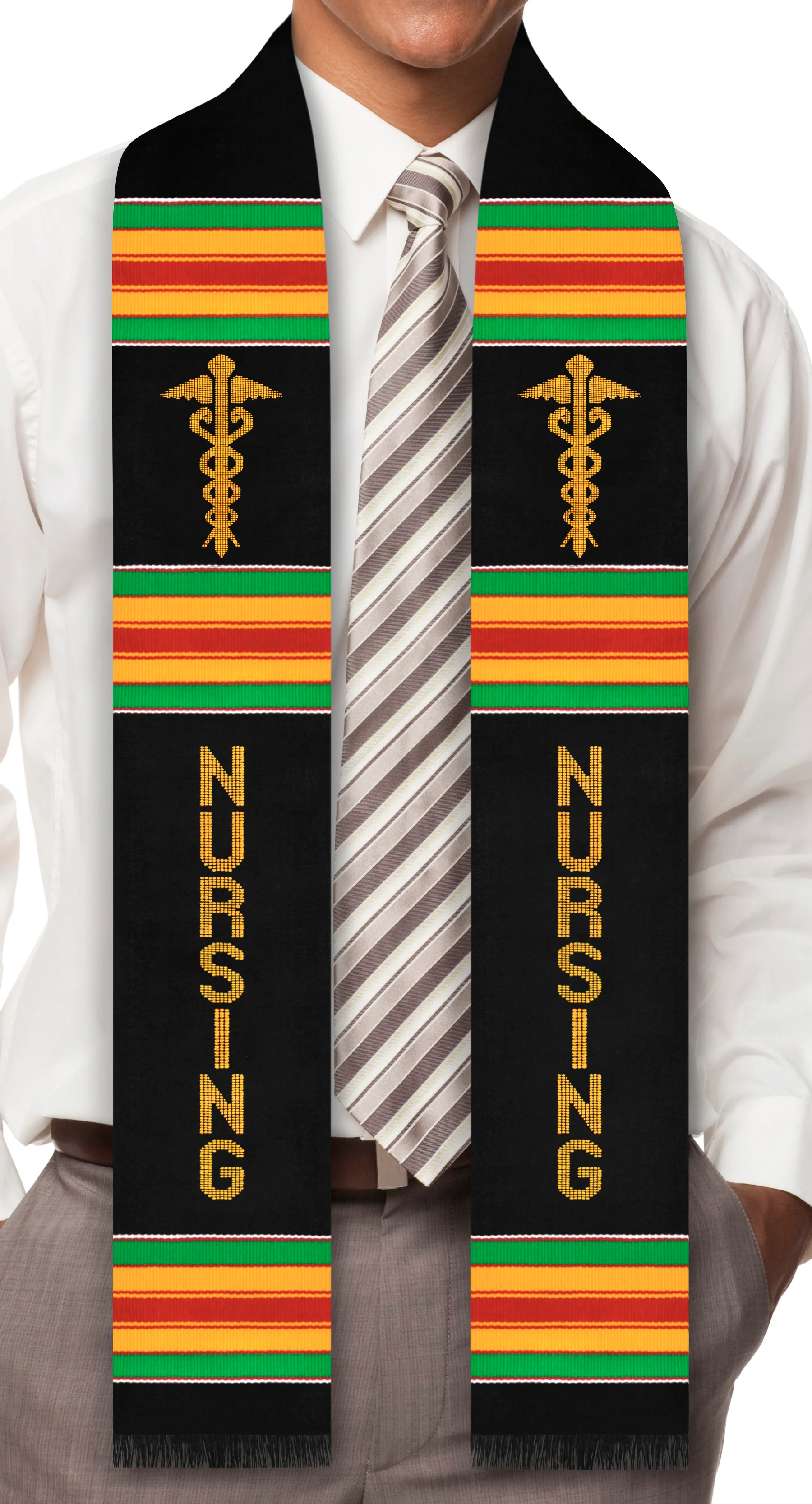 Nursing Authentic Handwoven Kente Cloth Graduation Stole - Image 3
