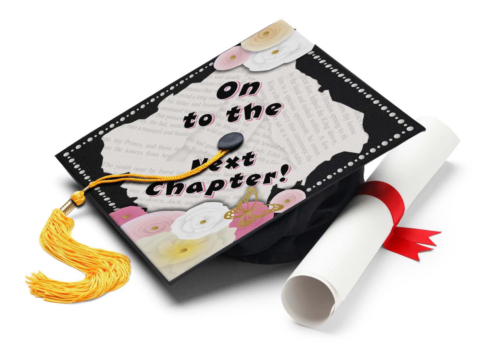On To The Next Chapter Graduation Cap Topper - Image 4