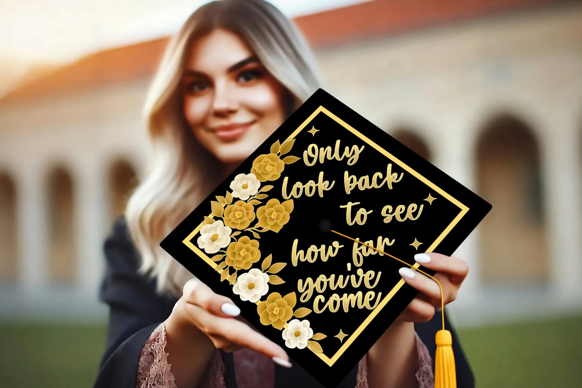 Only Look Back to See Graduation Cap Topper - Image 6